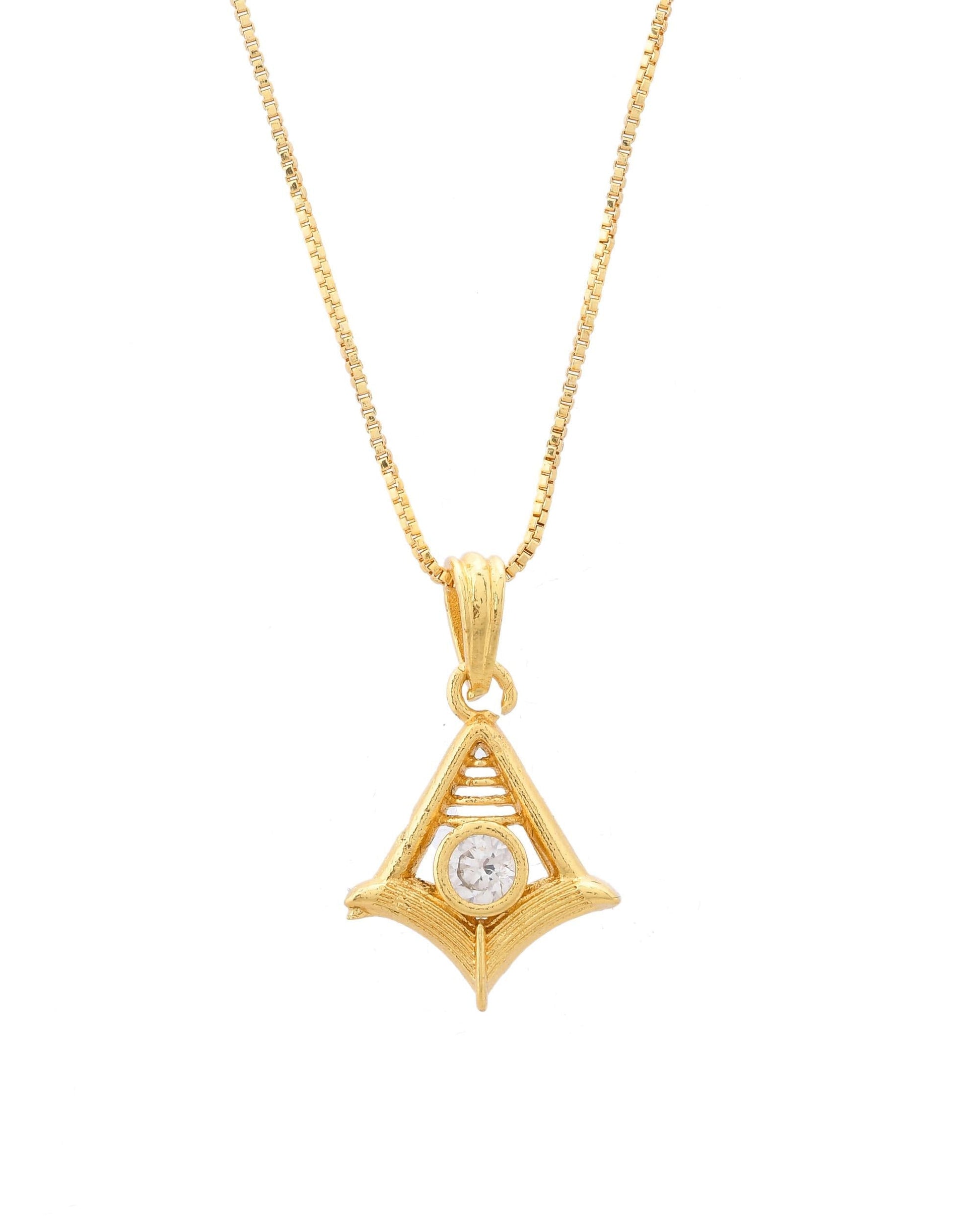 VOJ Gold-Polished Designer Ad Studded Pendant With Chain  Grab2Buy VOJ Grab2Buy