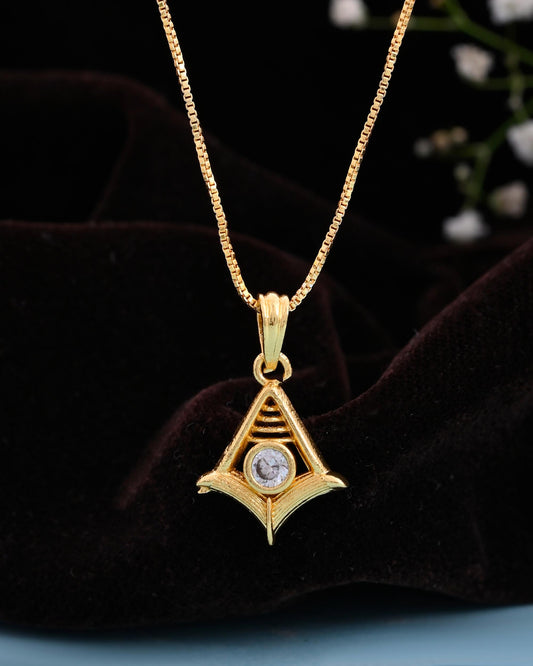 VOJ Gold-Polished Designer Ad Studded Pendant With Chain  Grab2Buy VOJ Grab2Buy
