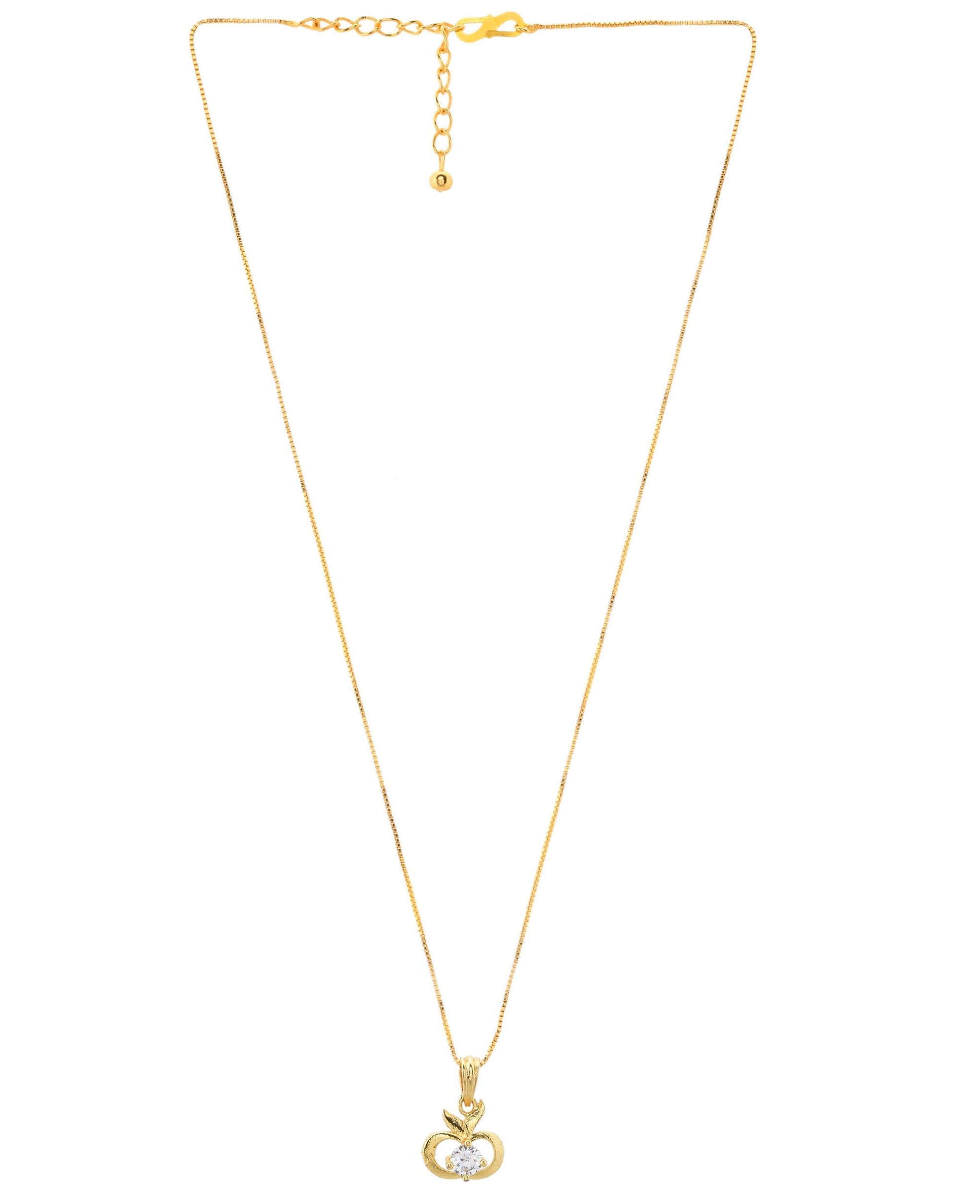 VOJ Gold-Polished Swan Shaped Ad Studded Pendant With Chain VOJ (Valley Of Jewellery)