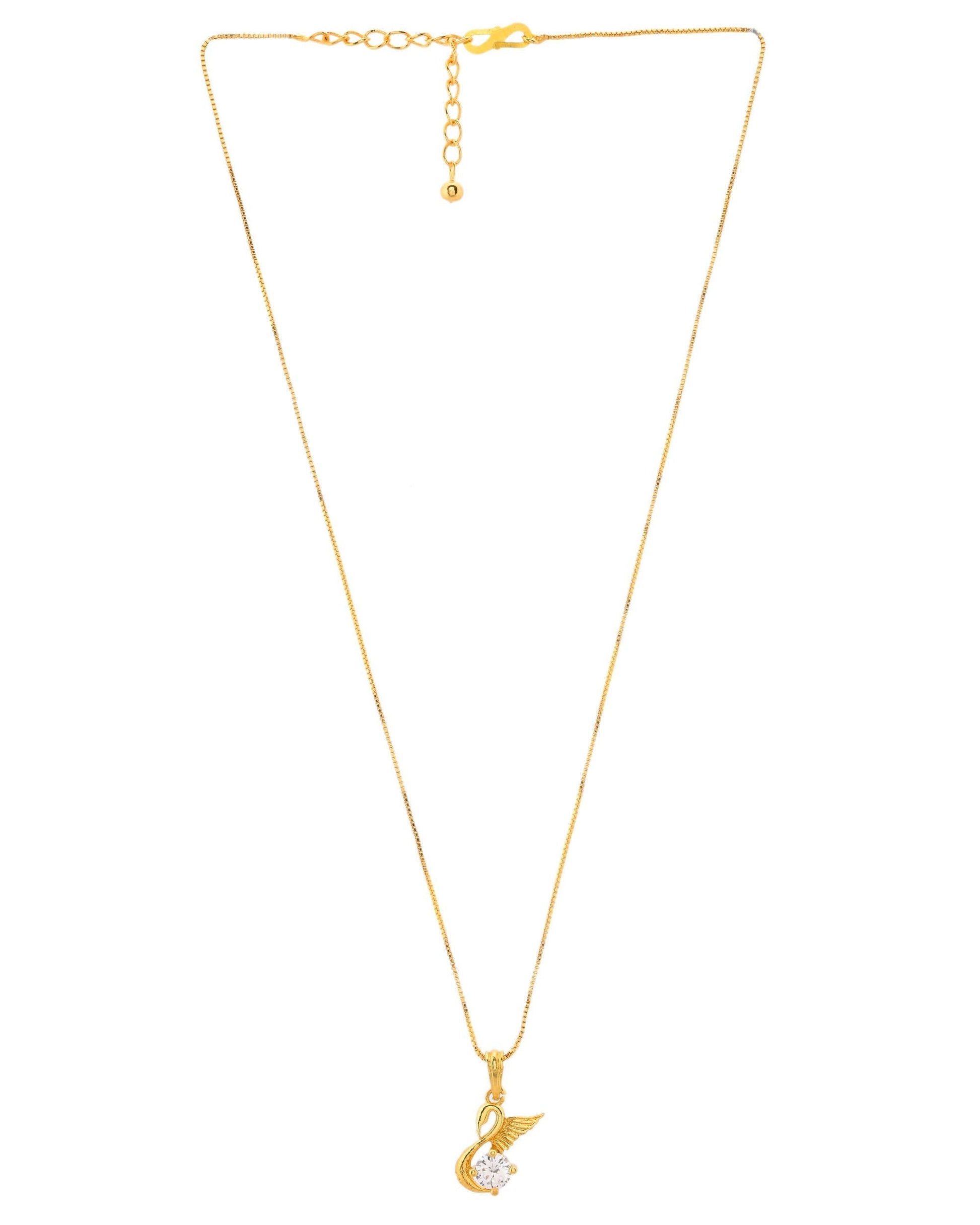 VOJ Gold-Polished Flower Shaped Ad Studded Pendant With Chain  Grab2Buy VOJ Grab2Buy
