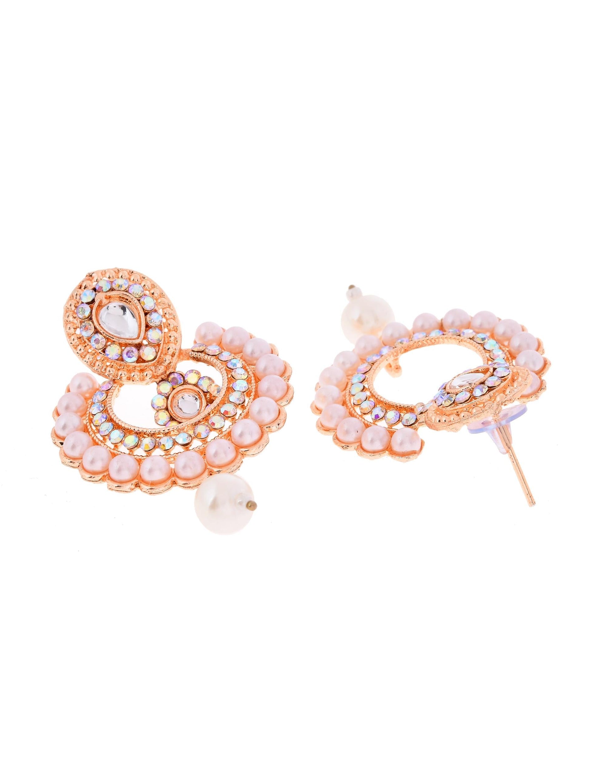 VOJ Gold-Polished Stone And White Beaded Choker Jewellery Set With Maang Tikka 