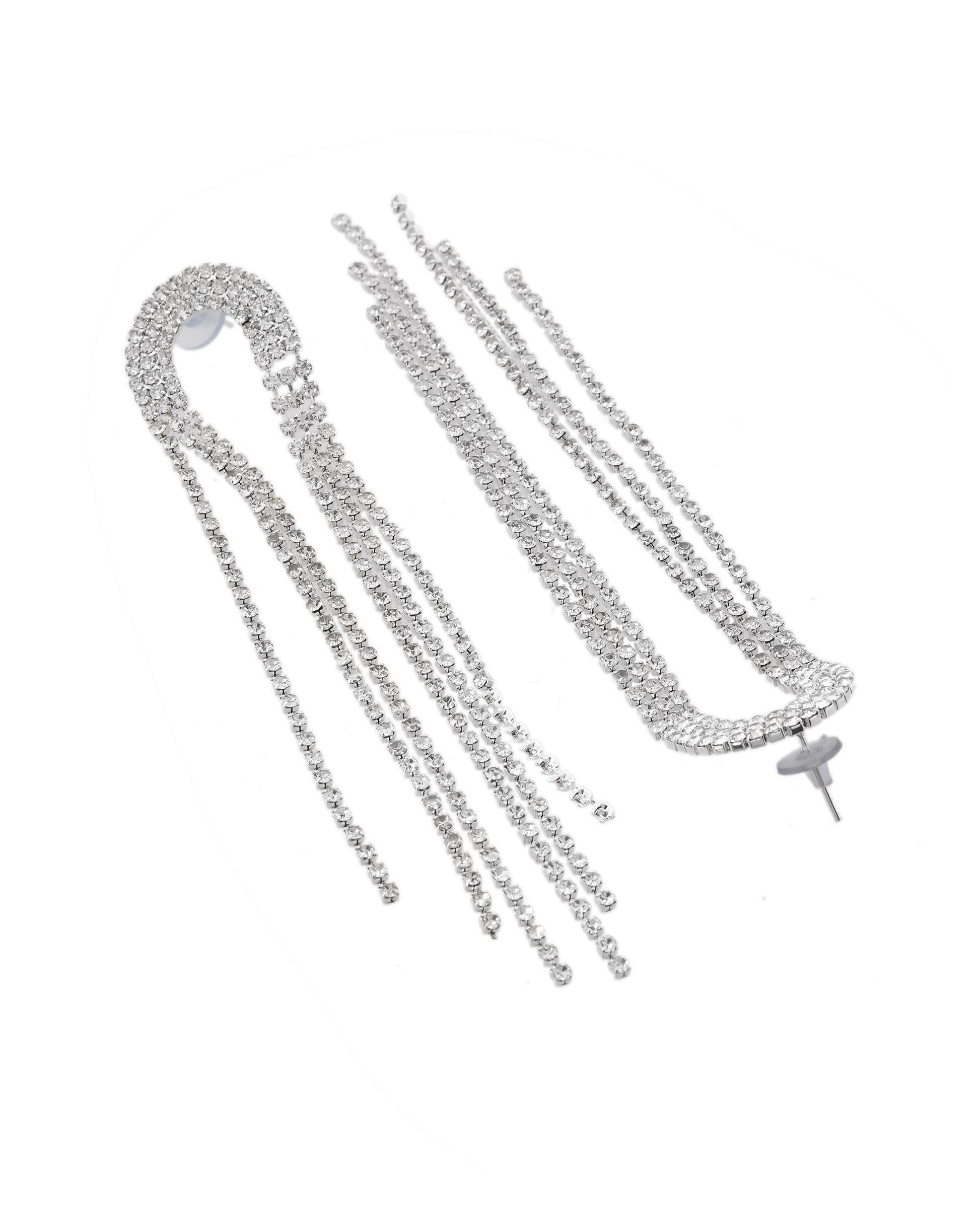 VOJ Silver-Plated Crystals Stone Studded Contemporary Drop Earrings VOJ (Valley Of Jewellery)