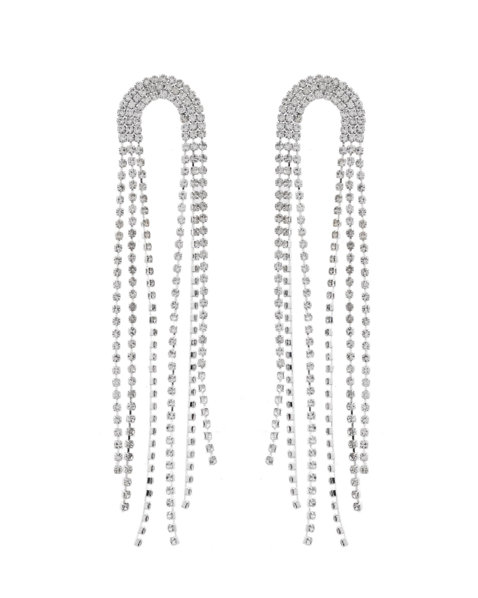 VOJ Silver-Plated Crystals Stone Studded Contemporary Drop Earrings VOJ (Valley Of Jewellery)