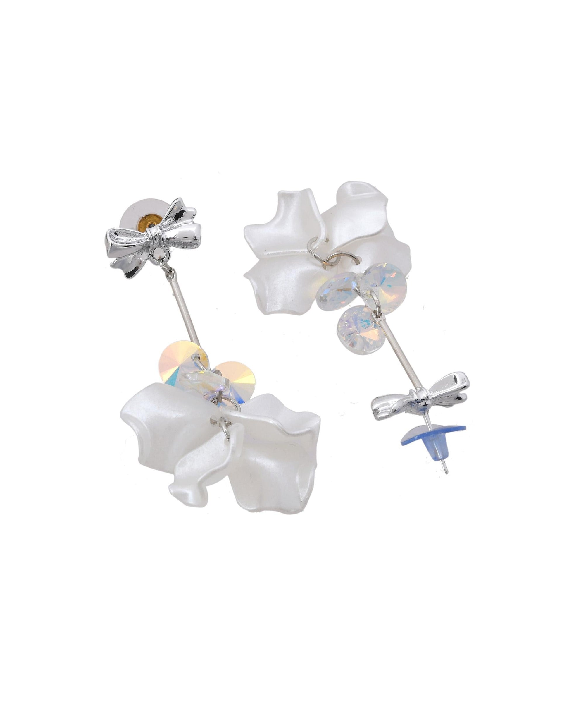 VOJ Silver Plated Bow Drop Earrings VOJ (Valley Of Jewellery)