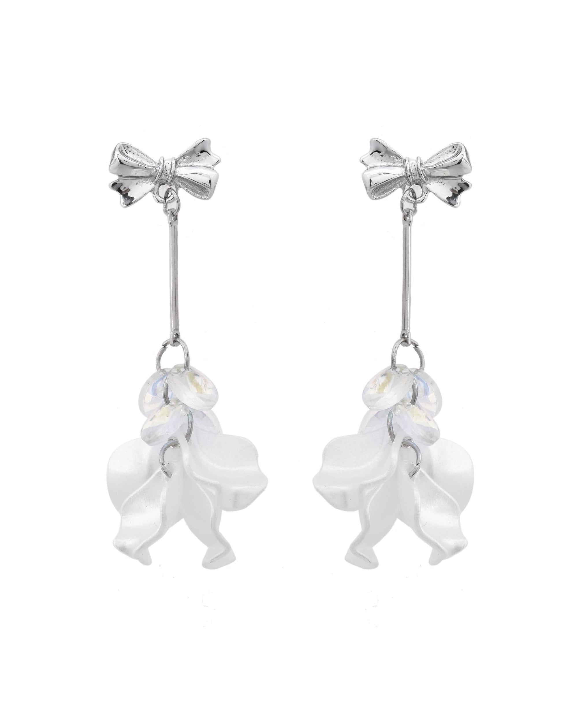 VOJ Silver Plated Bow Drop Earrings VOJ (Valley Of Jewellery)