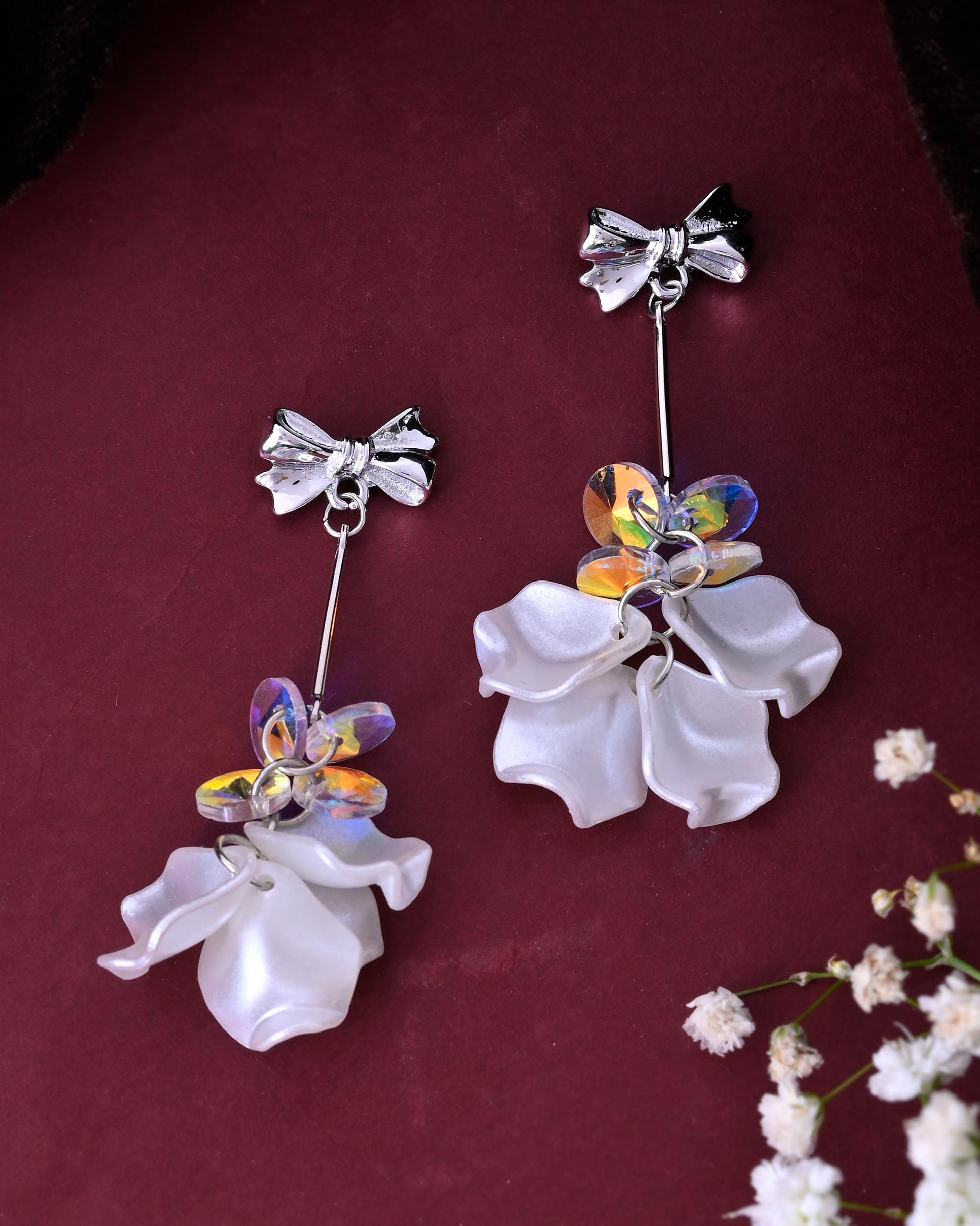 VOJ Silver Plated Bow Drop Earrings VOJ (Valley Of Jewellery)