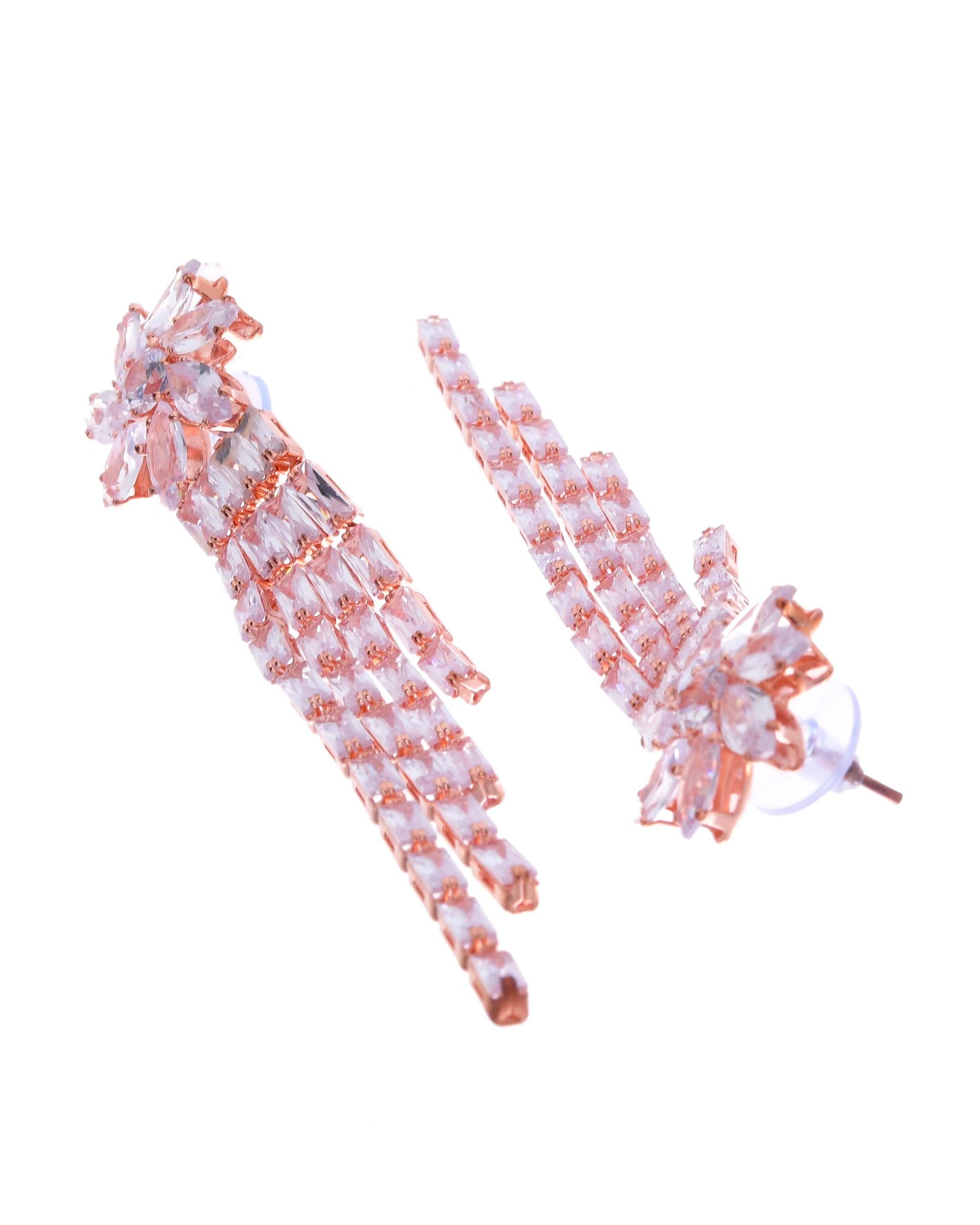 VOJ Gold-Polished Contemporary Drop Earrings VOJ (Valley Of Jewellery)