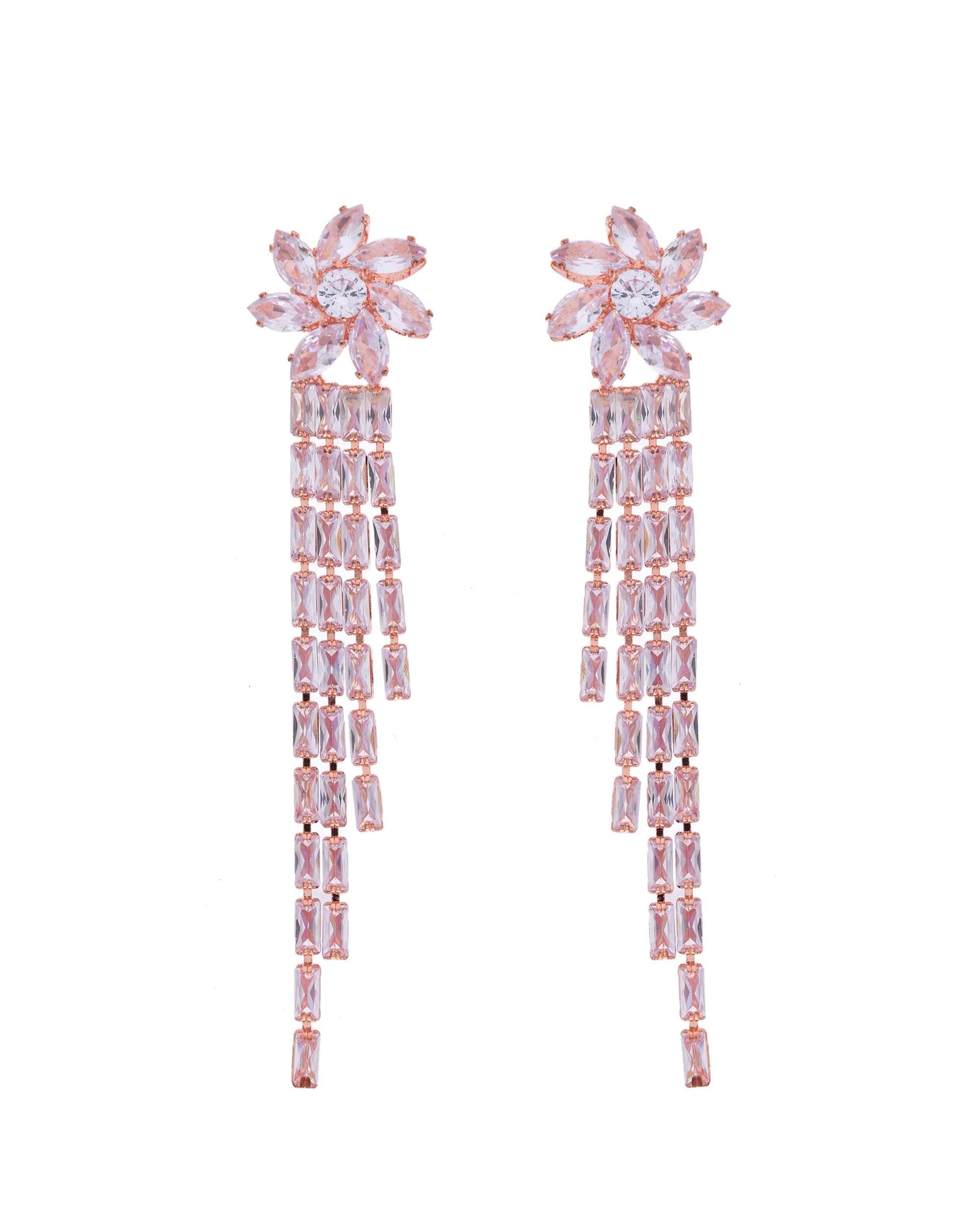 VOJ Gold-Polished Contemporary Drop Earrings - Swadesiicart