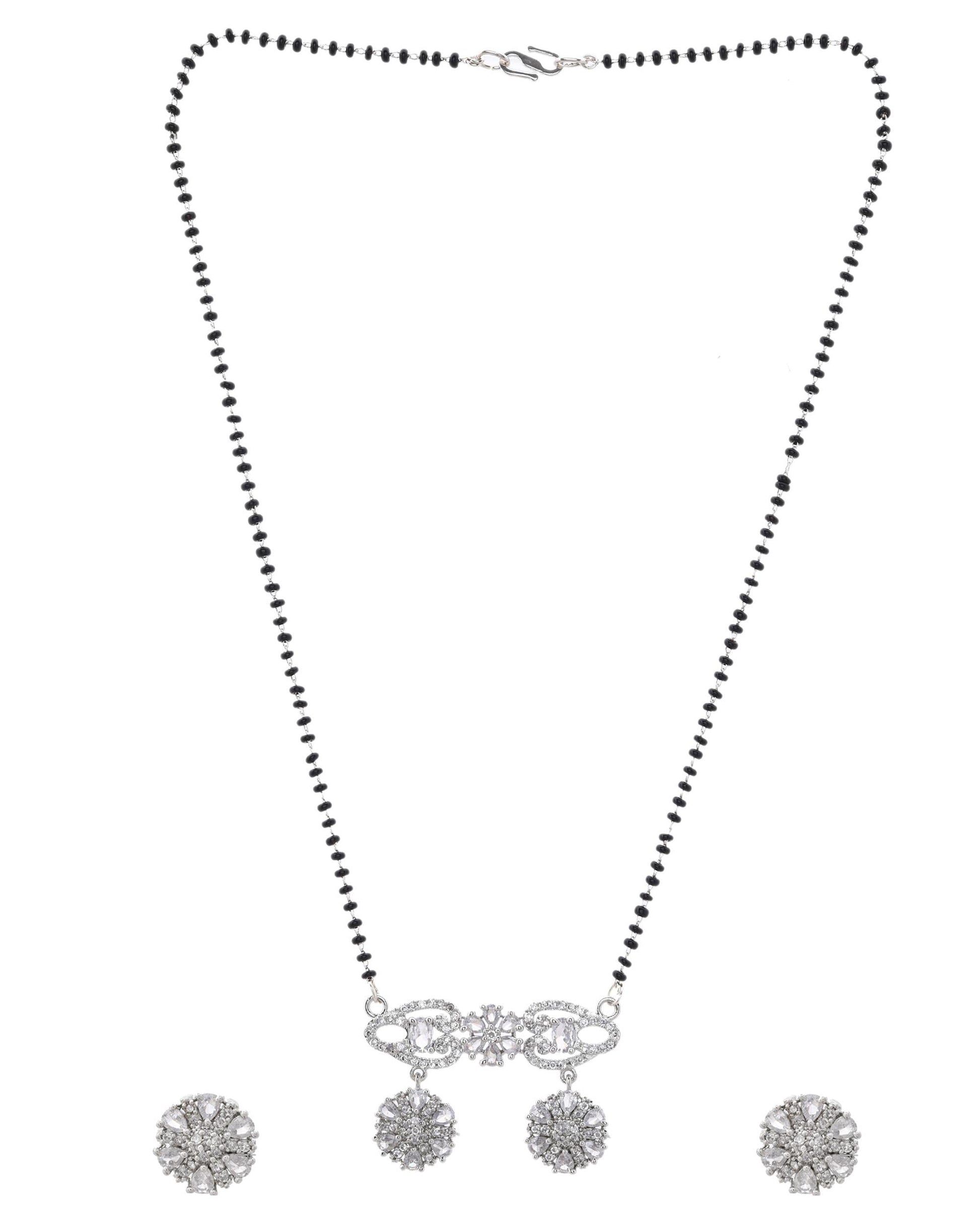VOJ Silver Plated Ad Stone Studded Designer Mangalsutra Set 