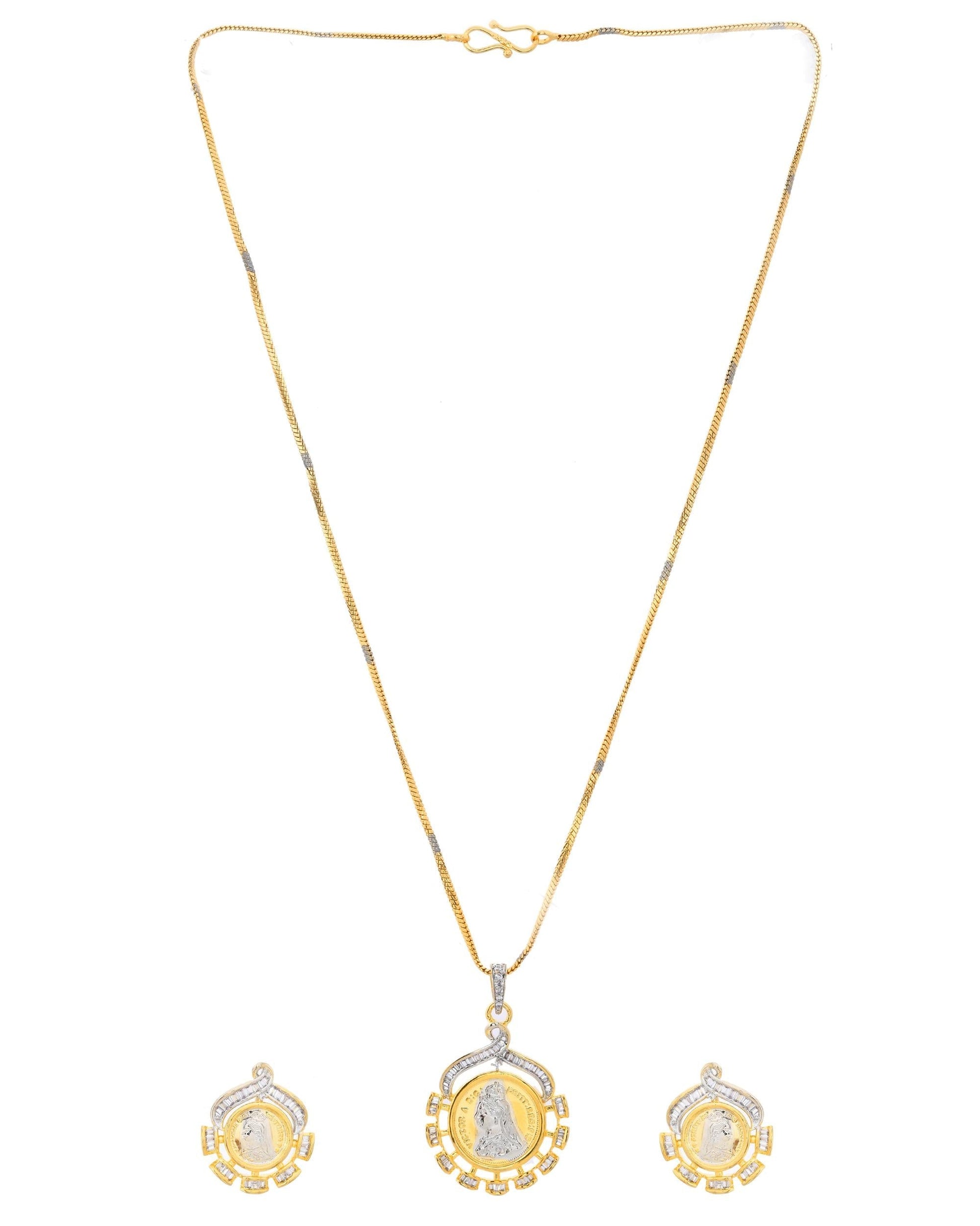 VOJ Dual Toned Ad-Studded Designer Chain Set - Swadesiicart