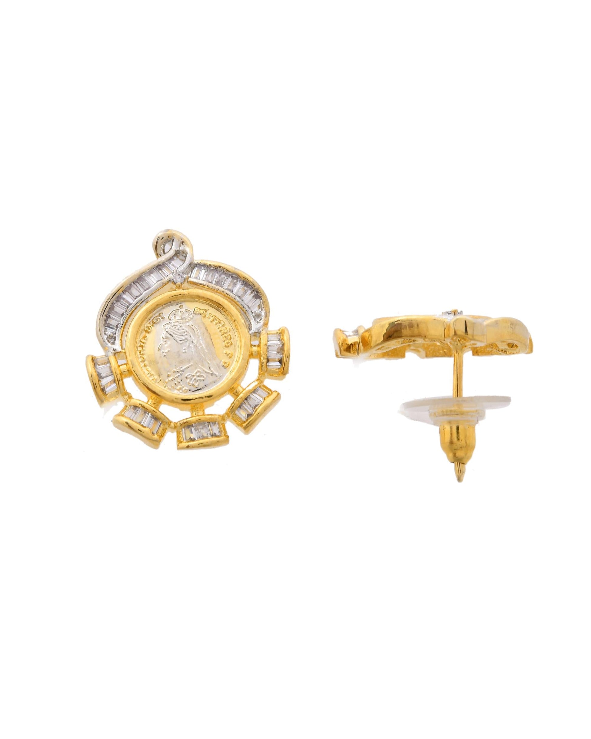 VOJ Dual Toned Ad-Studded Designer Chain Set VOJ (Valley Of Jewellery)