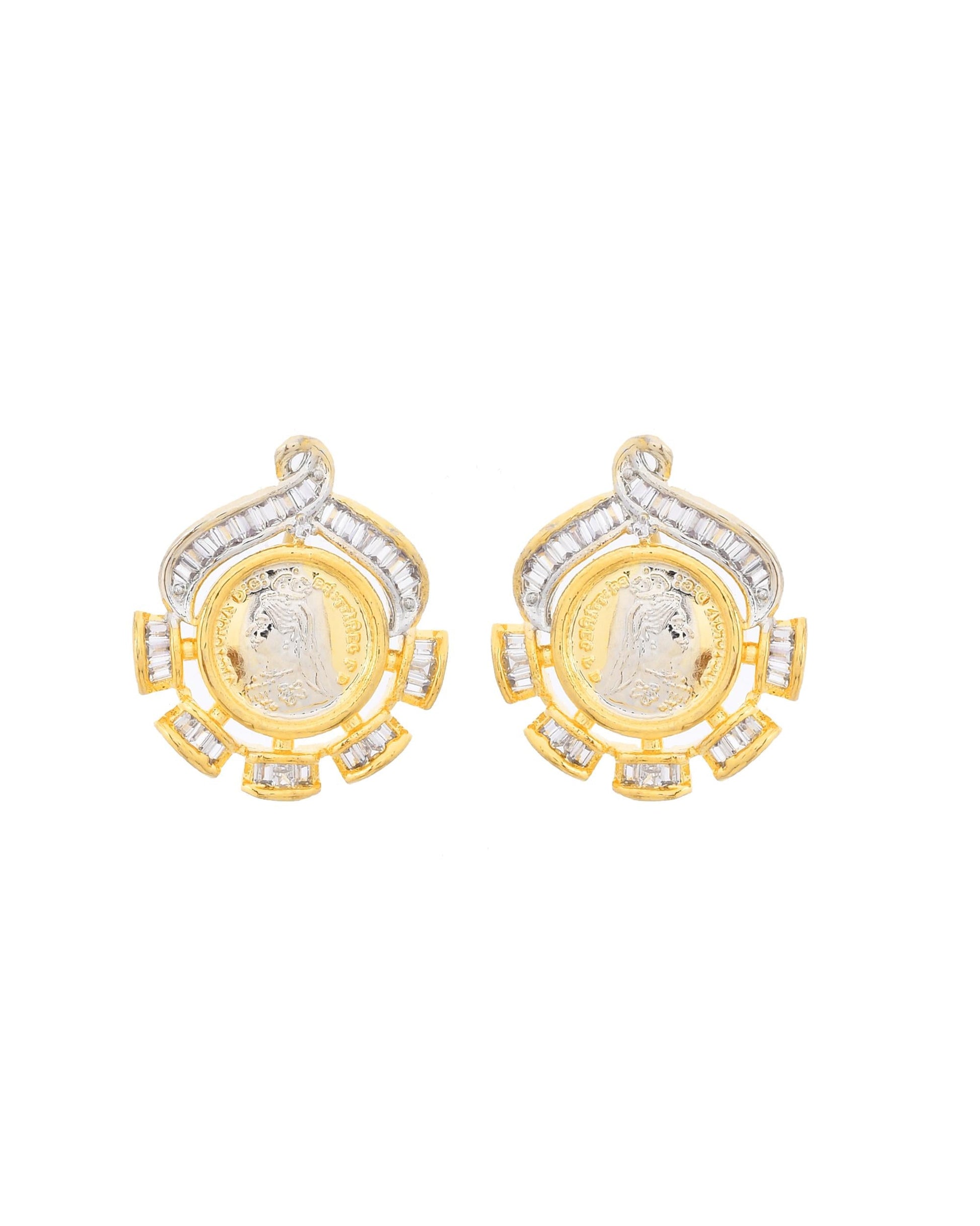 VOJ Dual Toned Ad-Studded Designer Chain Set VOJ (Valley Of Jewellery)