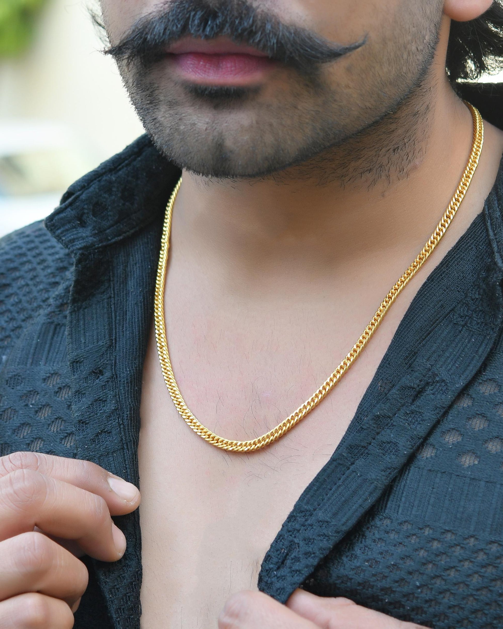 VOJ Gold-Polished Designer Men Chain 