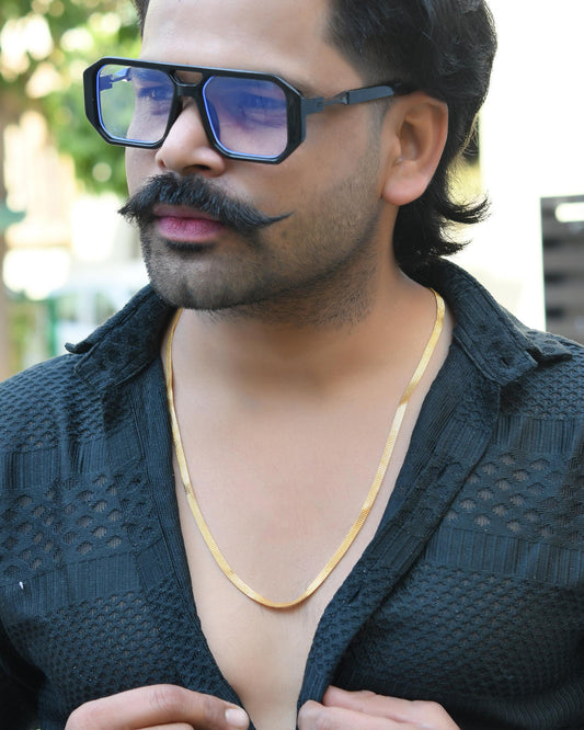 VOJ Gold-Polished Designer Box Men Chain 