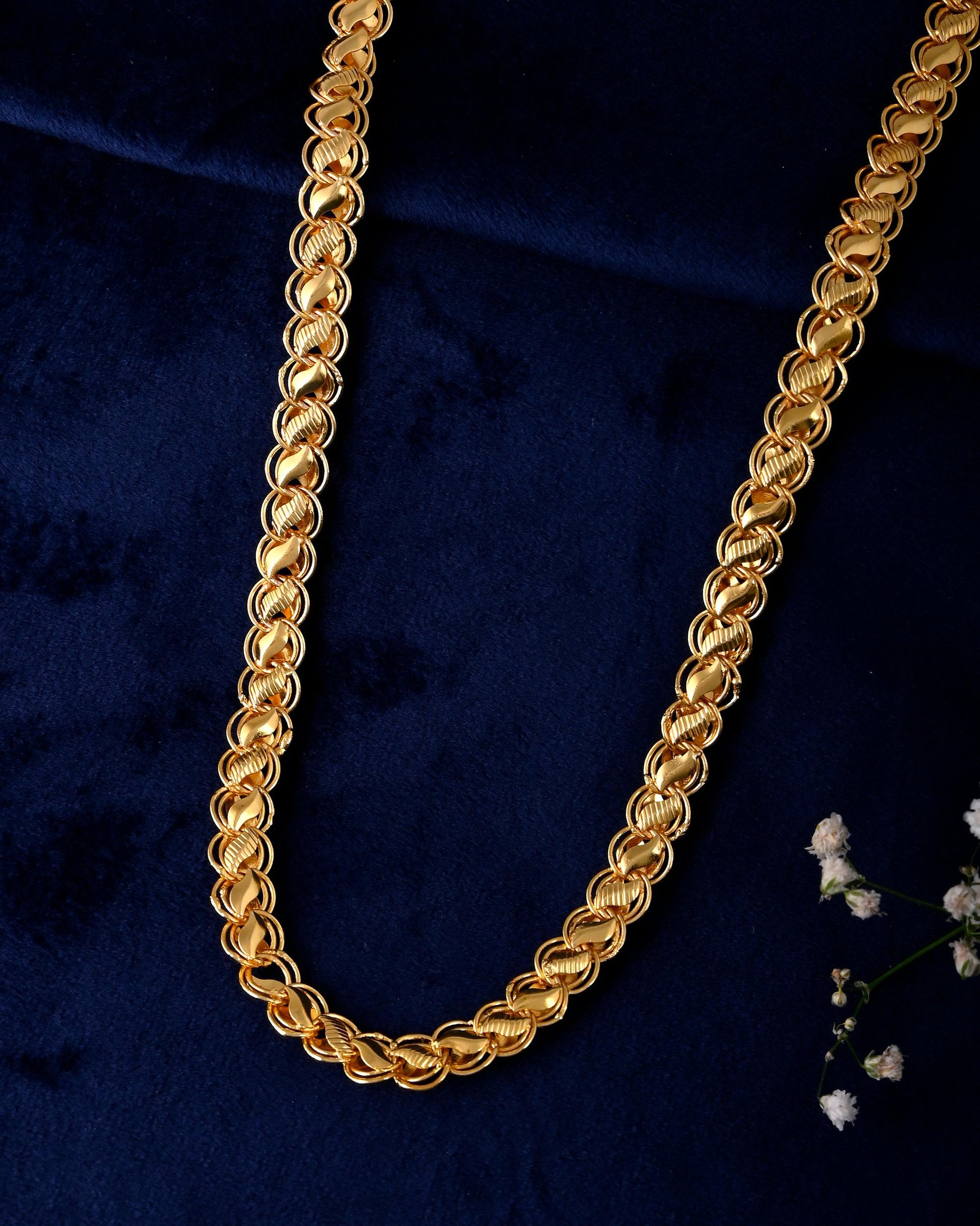 VOJ Gold-Polished Designer Men Chain 
