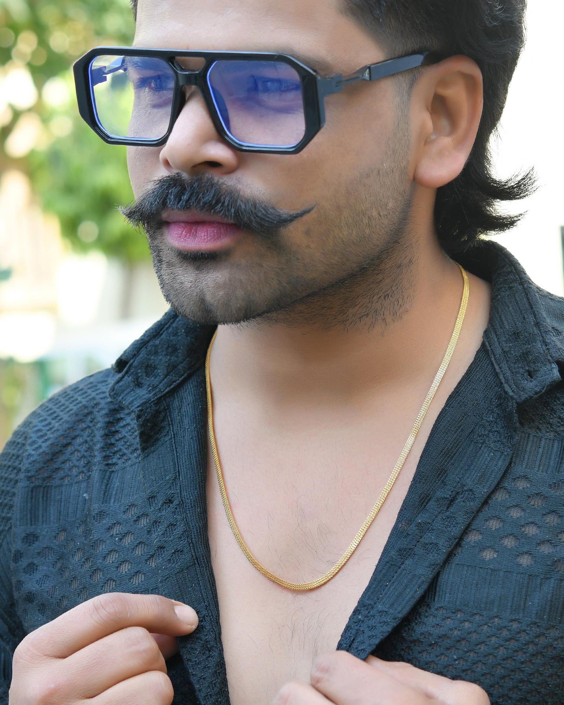 VOJ Gold-Polished Designer Box Men Chain 