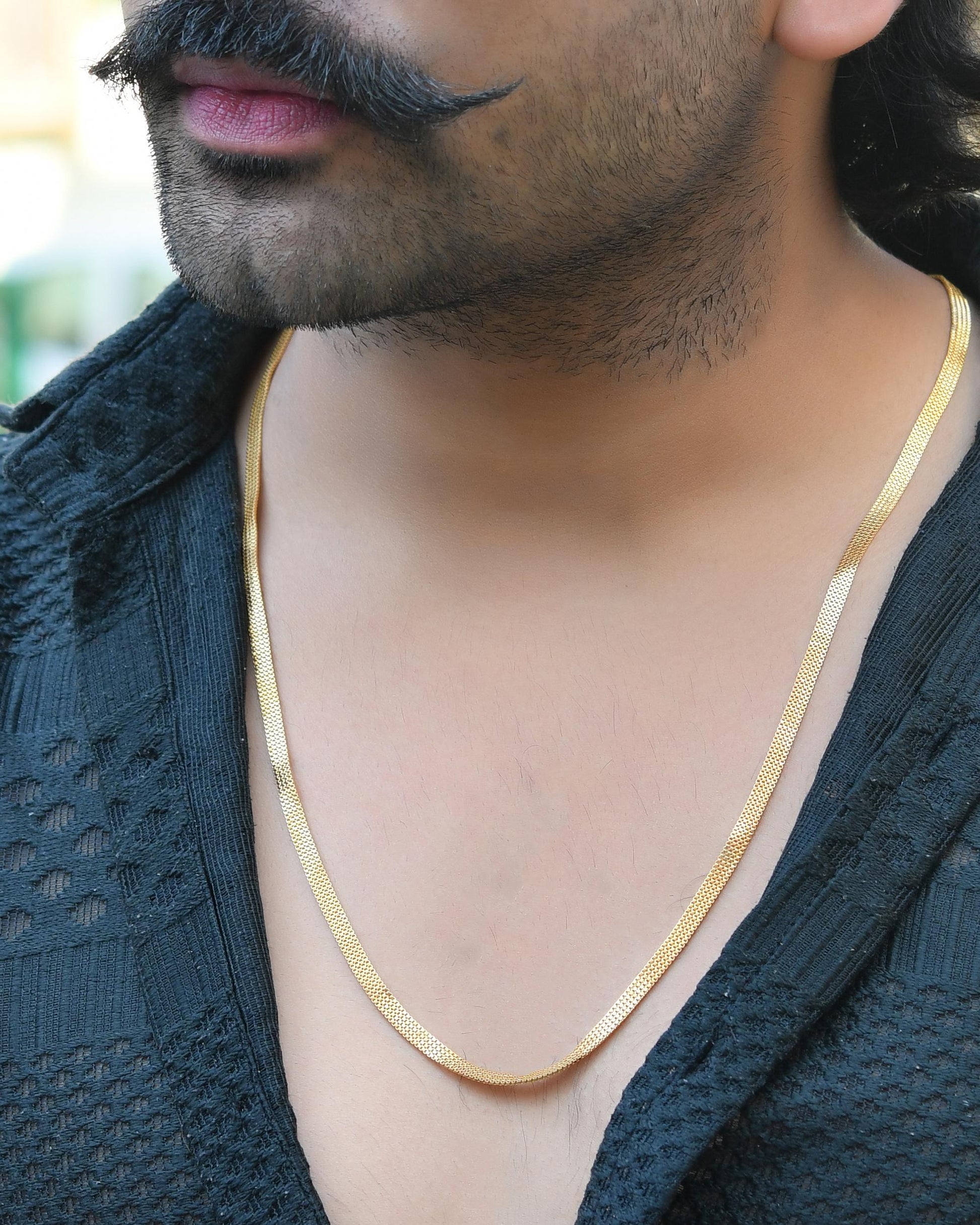 VOJ Gold-Polished Designer Box Men Chain 