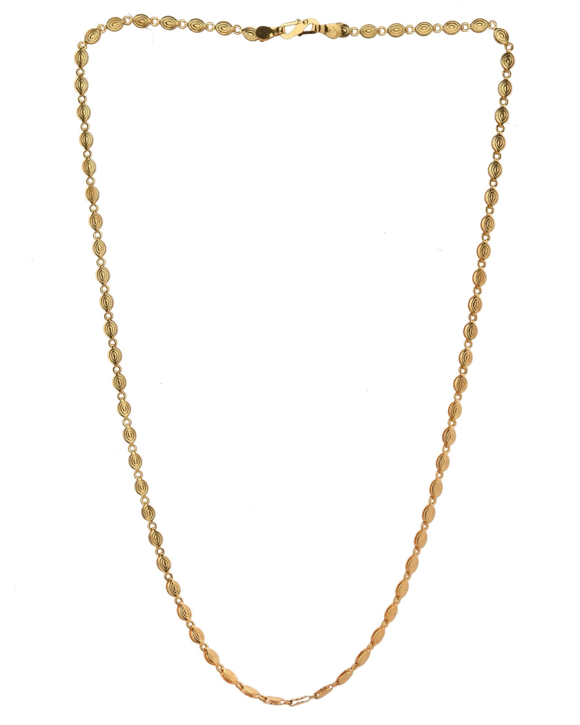 VOJ Gold-Polished Designer Oval Women Chain 