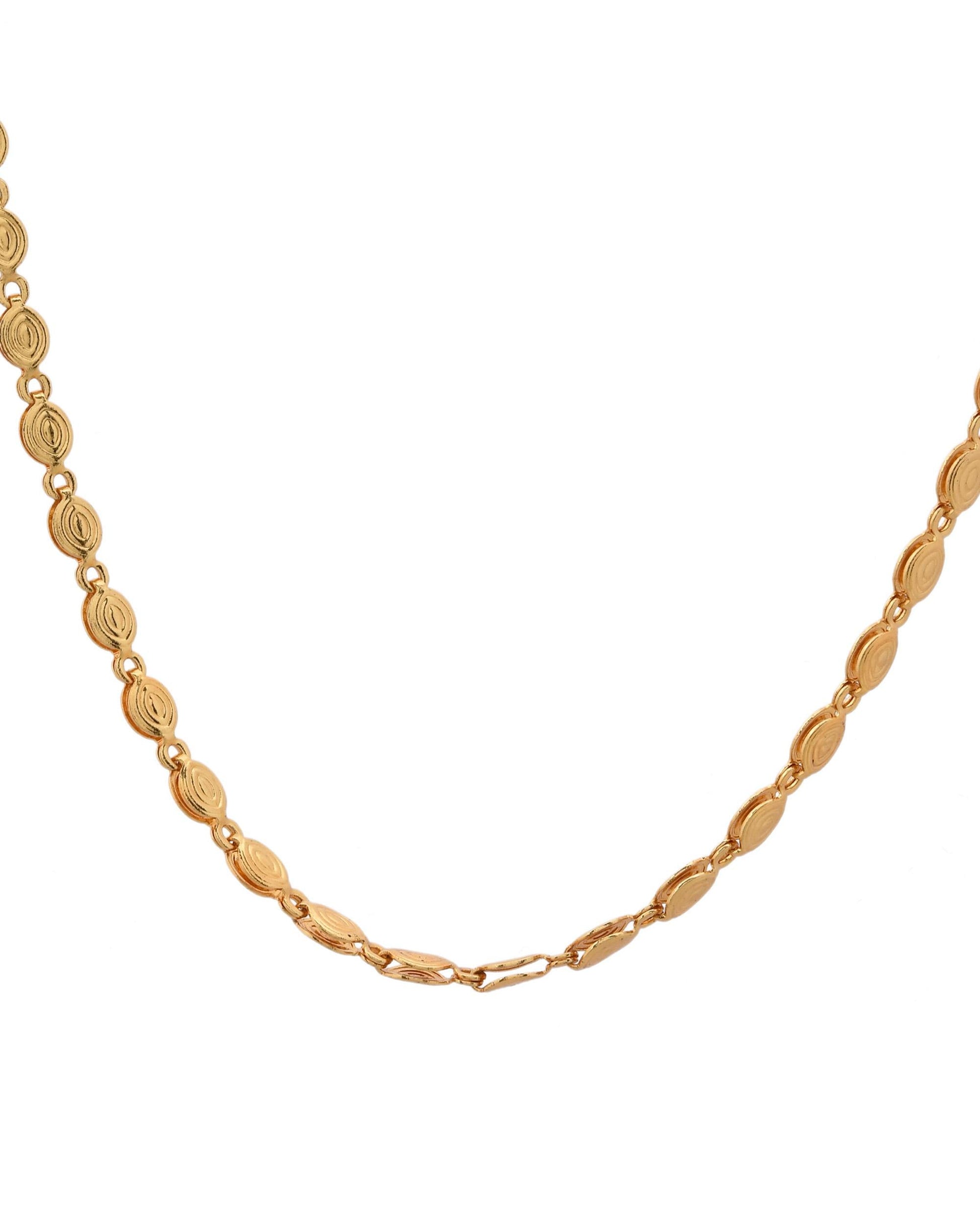 VOJ Gold-Polished Designer Oval Women Chain 