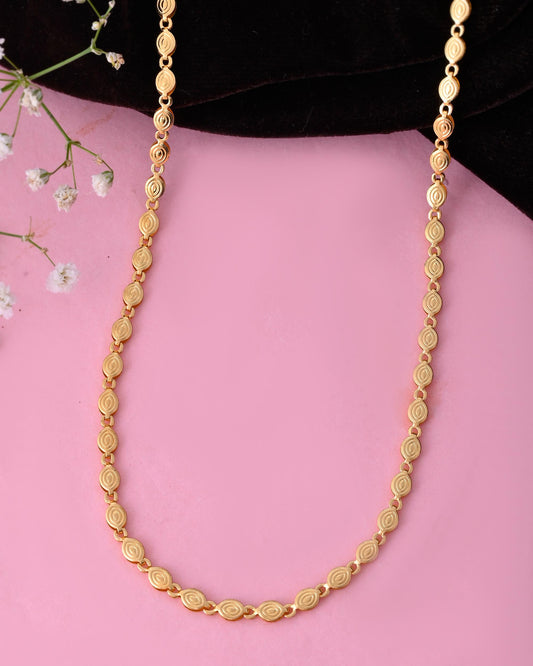 VOJ Gold-Polished Designer Oval Women Chain 