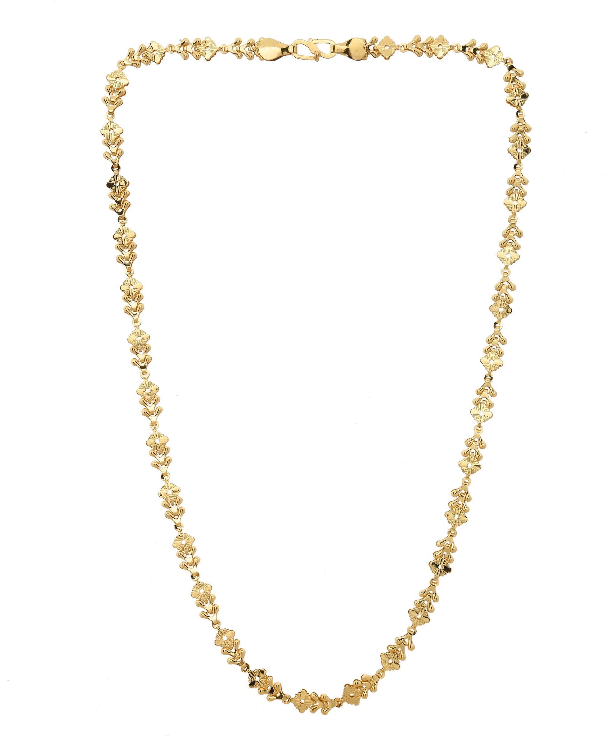 VOJ Gold-Polished Designer Square Women Chain 