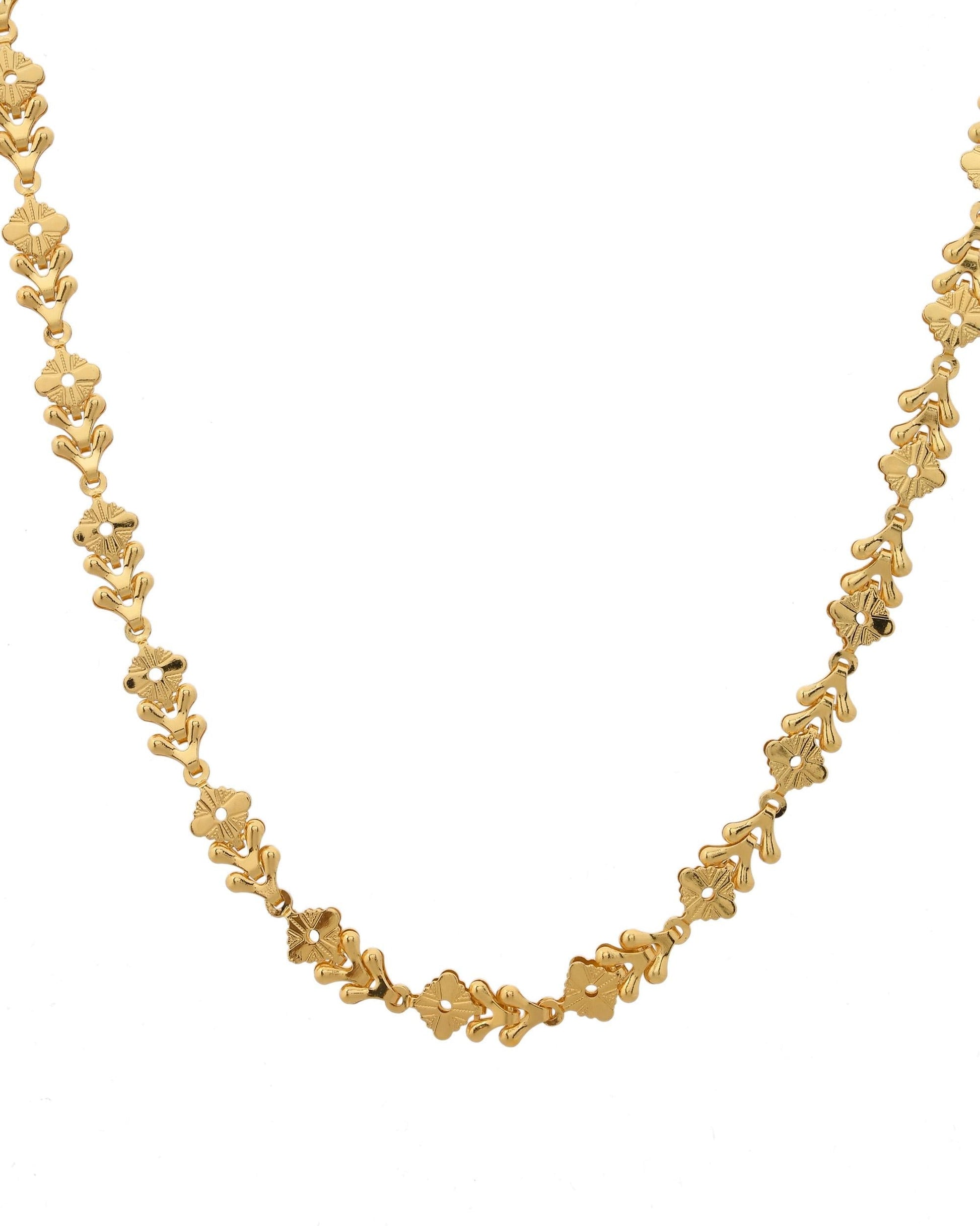 VOJ Gold-Polished Designer Square Women Chain 