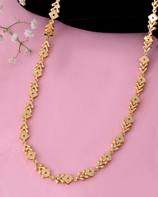 VOJ Gold-Polished Designer Square Women Chain 