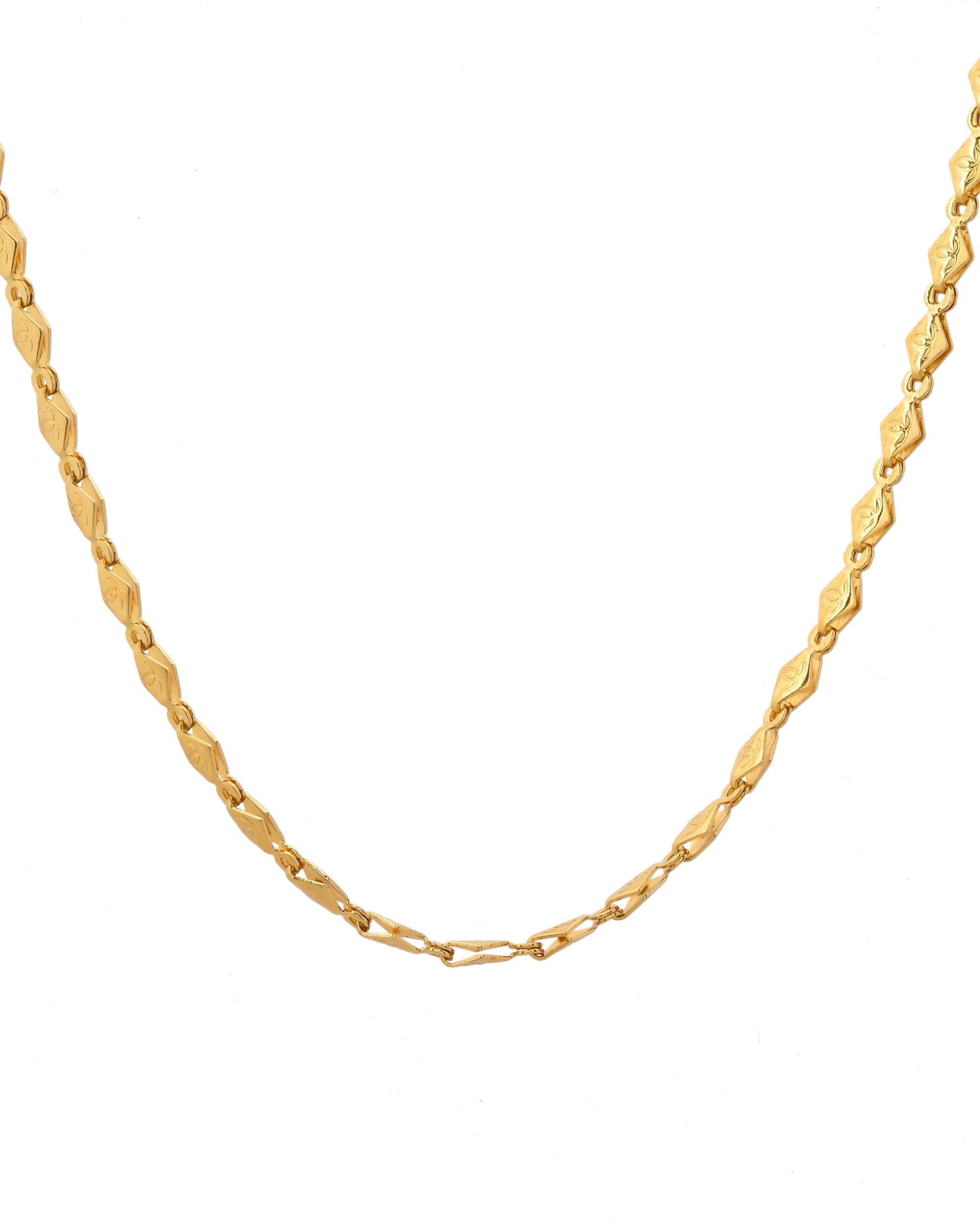 VOJ Gold-Polished Designer Oval Women Chain 