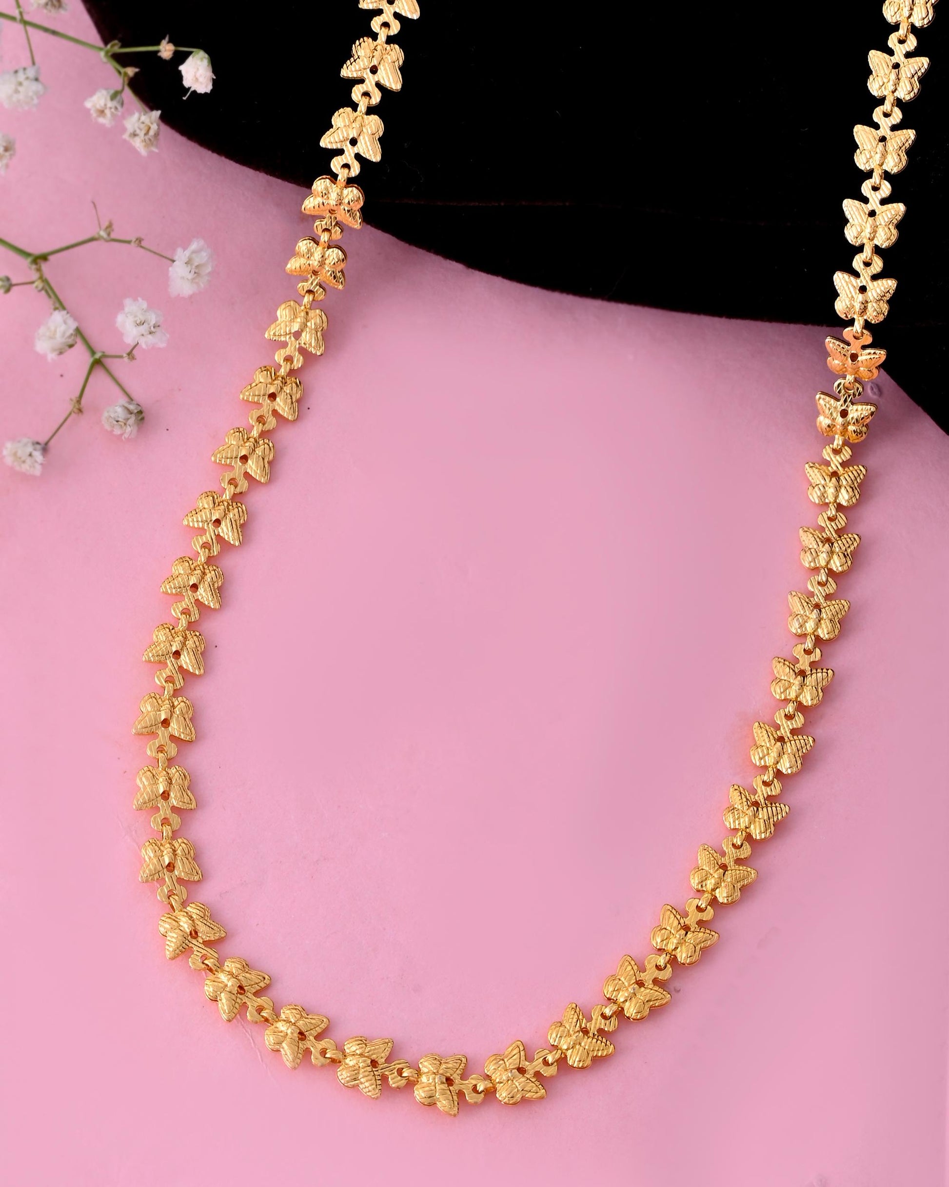 VOJ Gold-Polished Designer Butterfly Women Chain 
