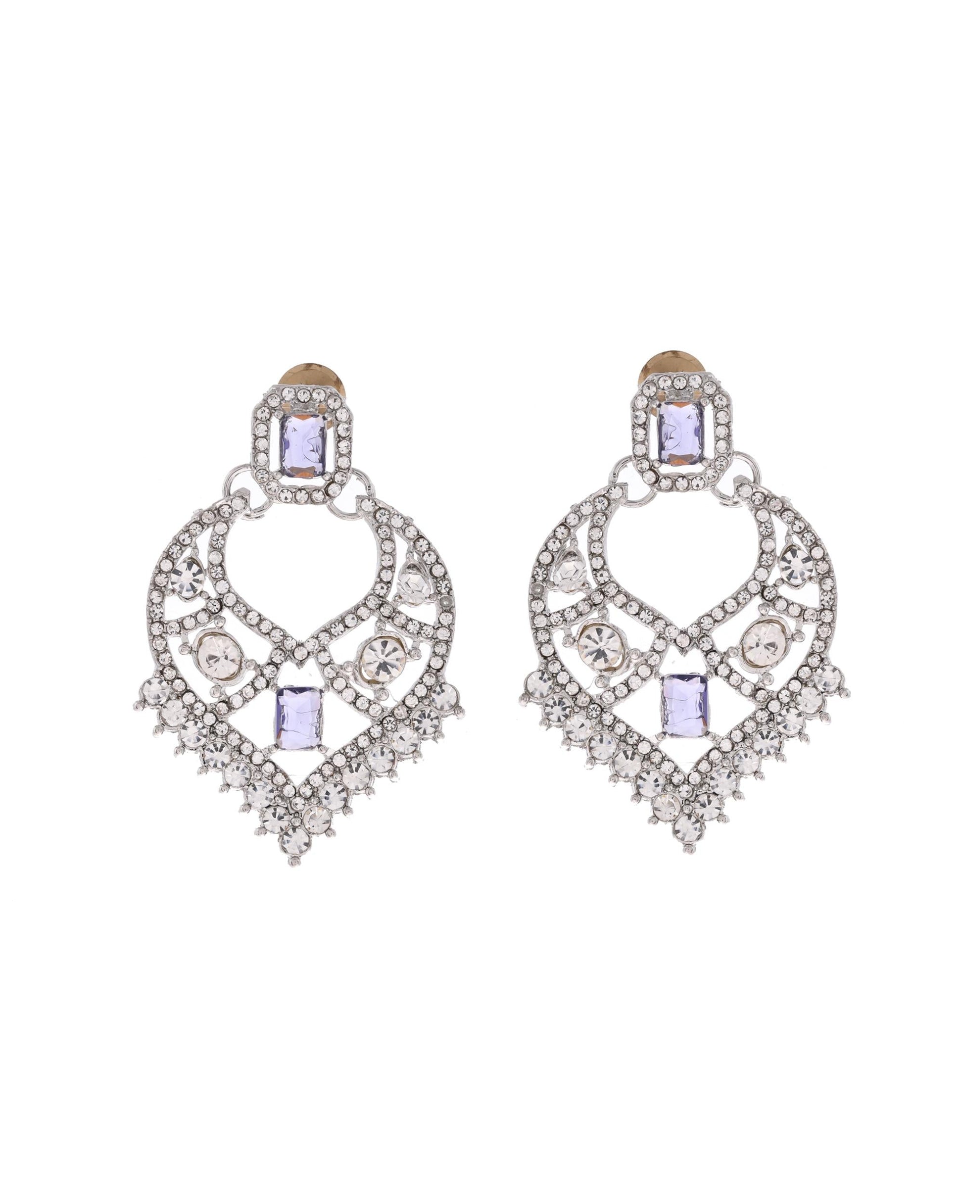 VOJ Silver-Plated American Diamond-Studded Jewellery Set VOJ (Valley Of Jewellery)