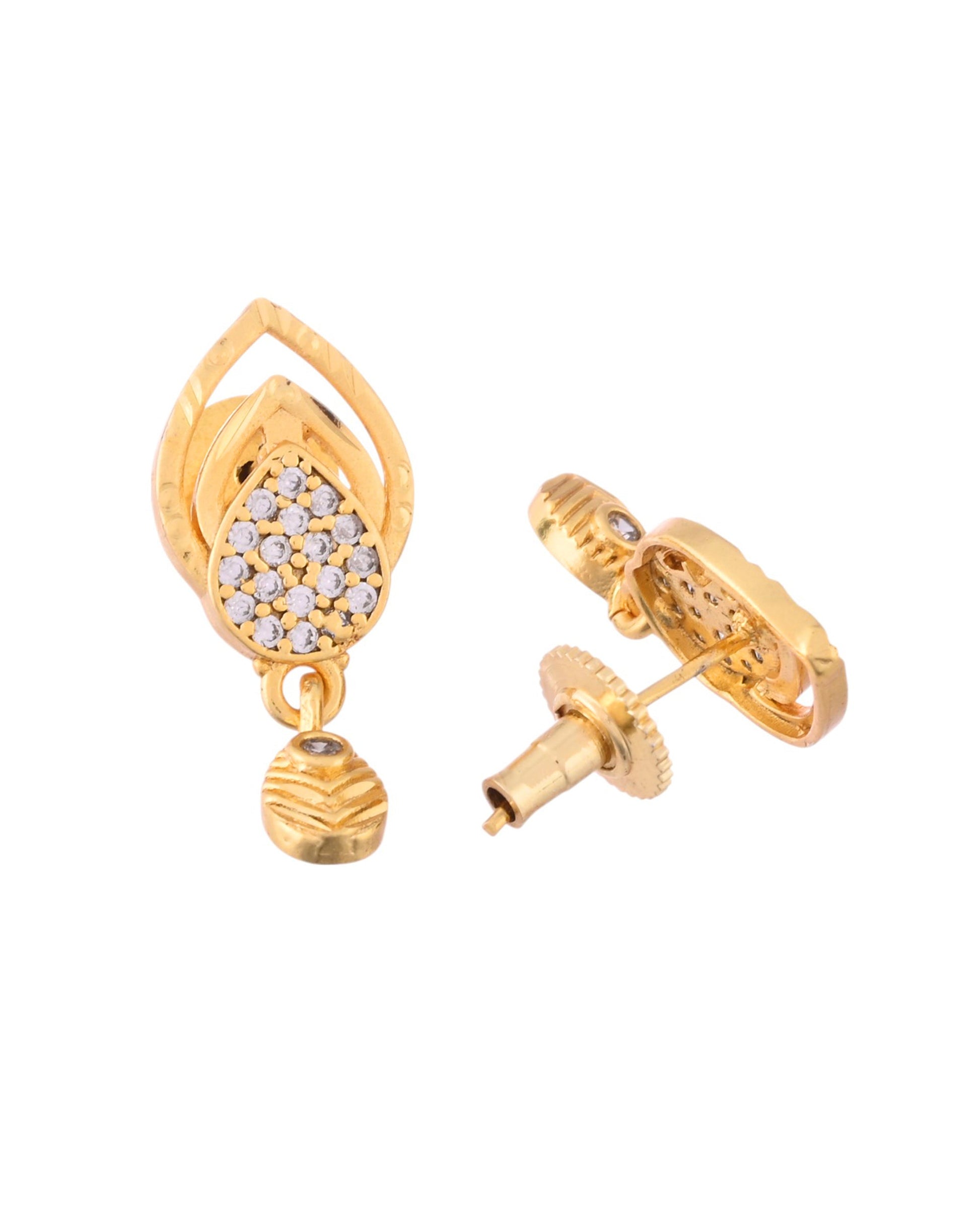 VOJ Gold-Polished AD Stone Studded Designer Chain Set 