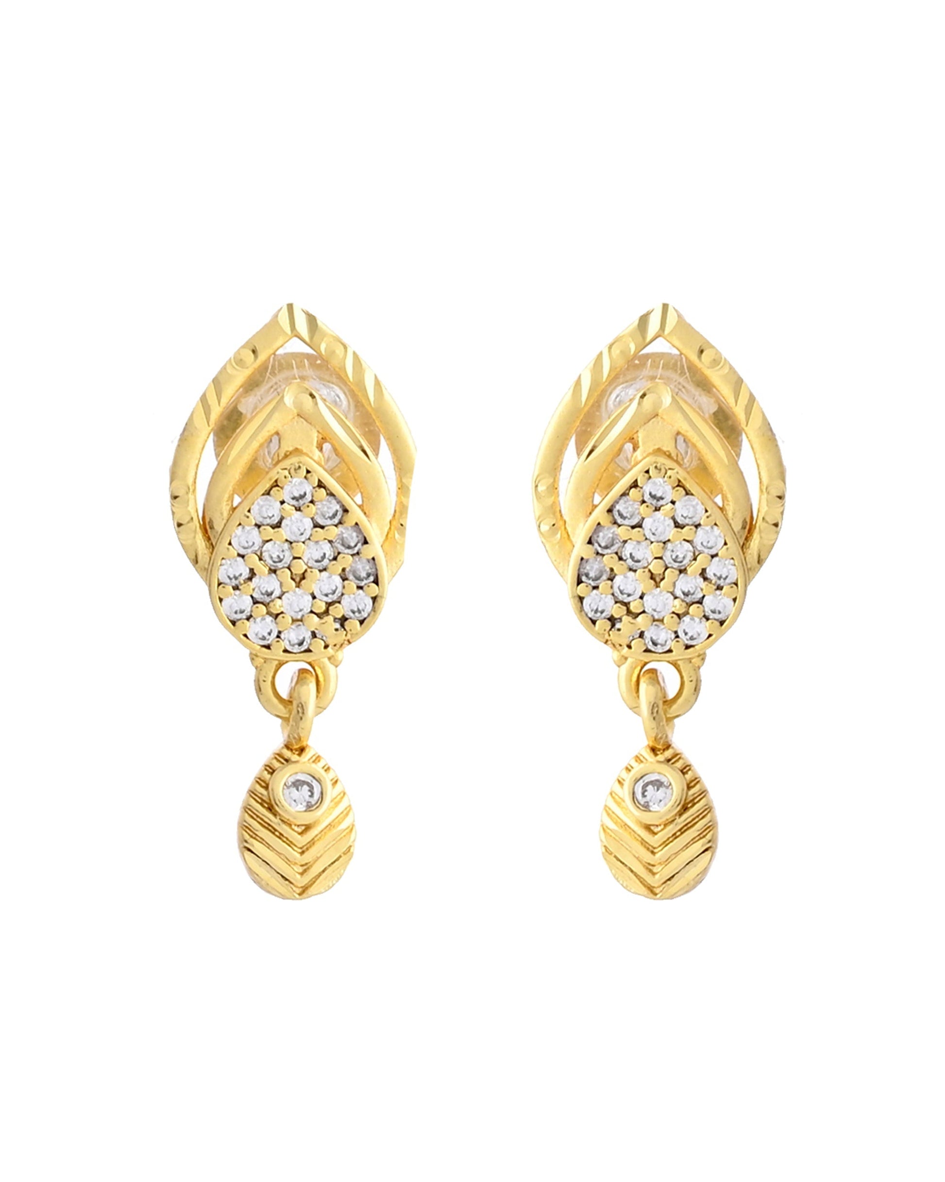 VOJ Gold-Polished AD Stone Studded Designer Chain Set 