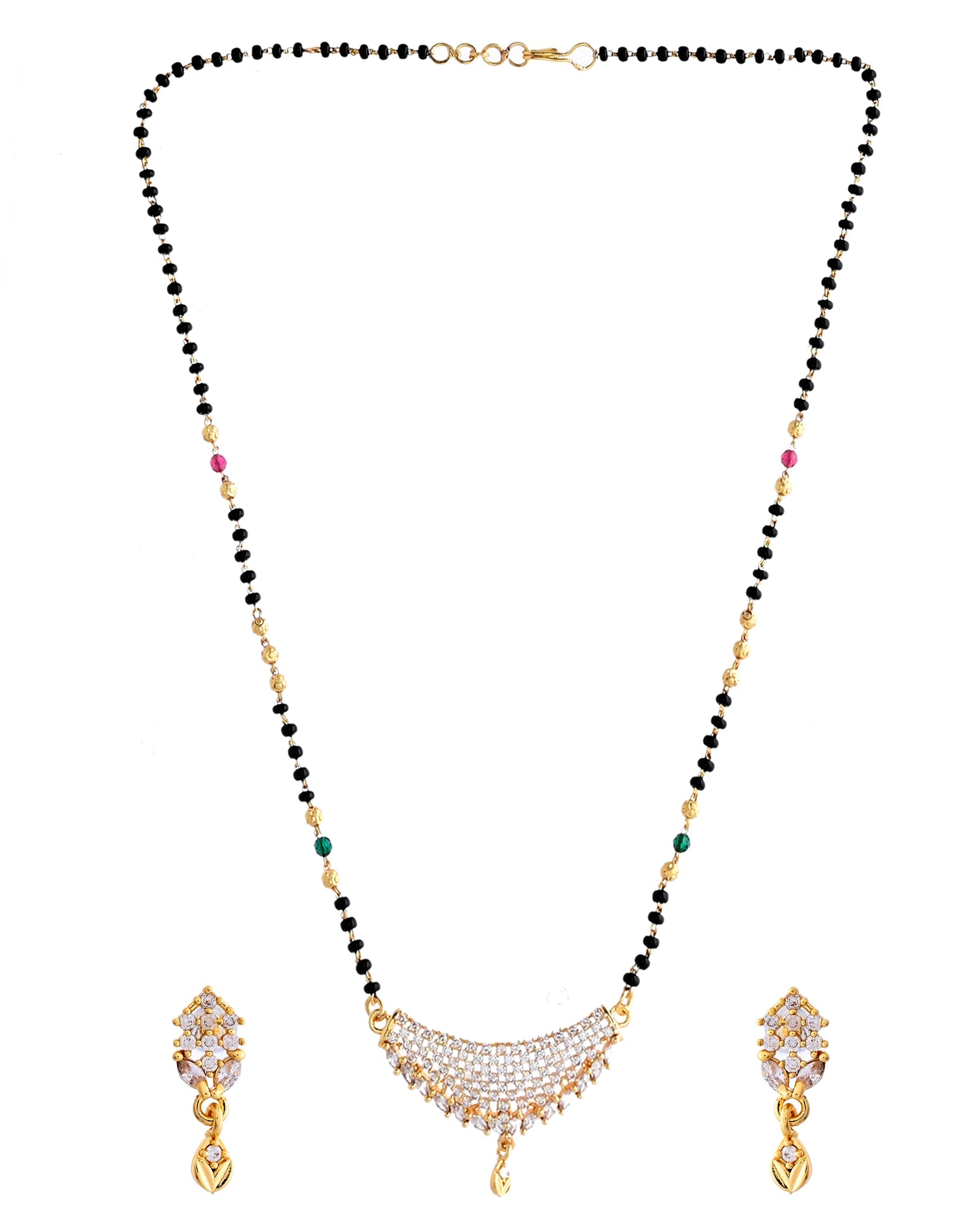 VOJ Gold-Polished AD Stone Studded MangalSutra Set 