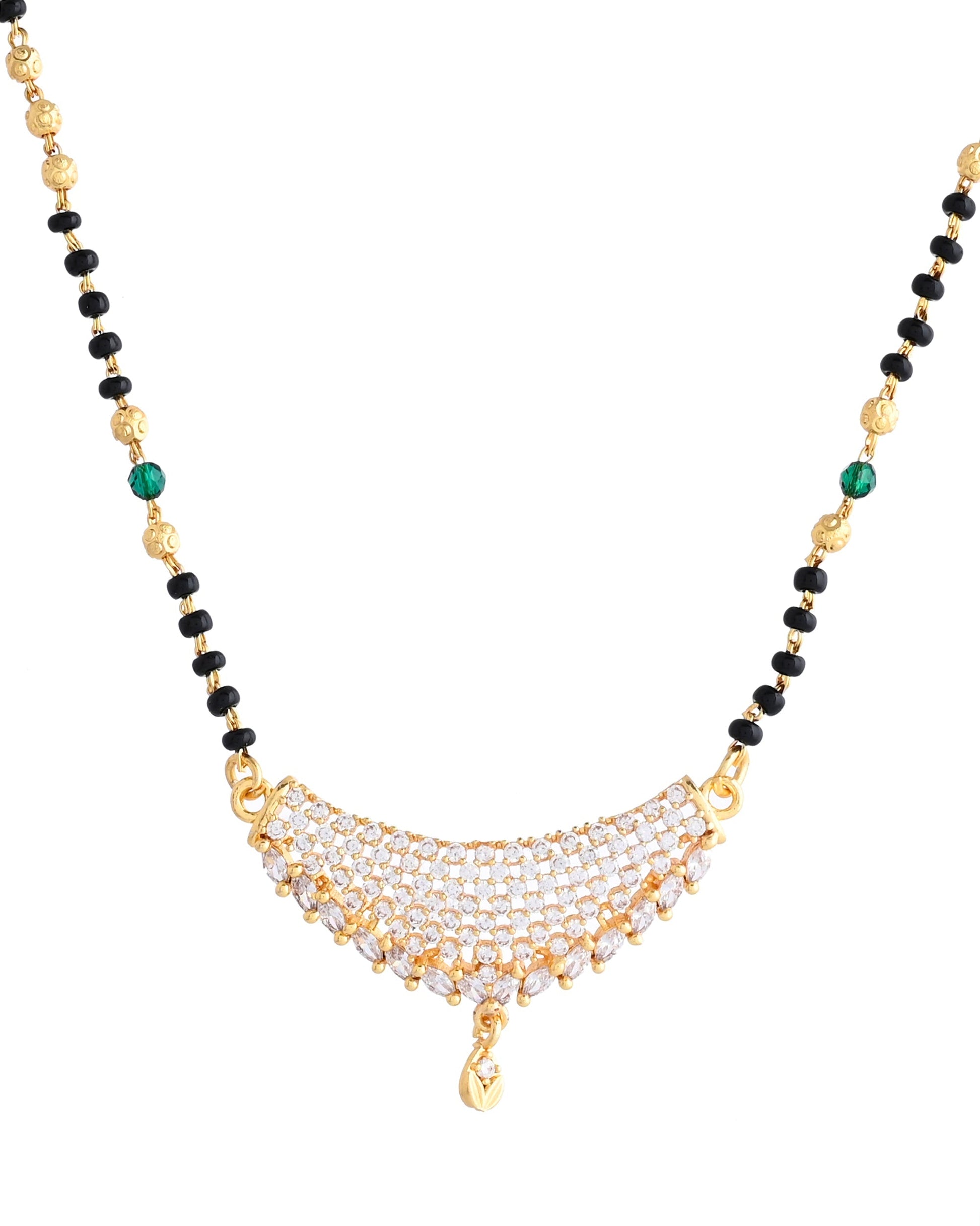 VOJ Gold-Polished AD Stone Studded MangalSutra Set 