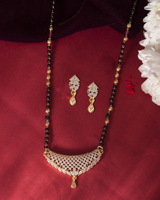 VOJ Gold-Polished AD Stone Studded MangalSutra Set 