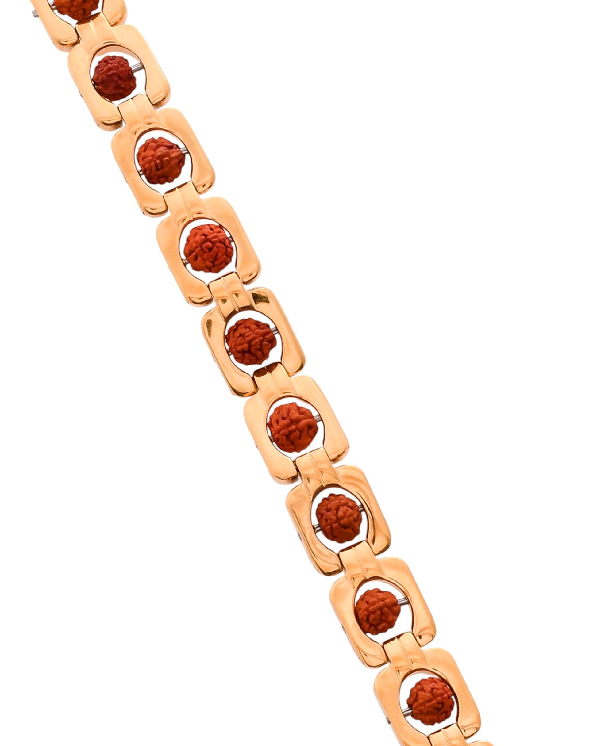 VOJ Men's Gold Toned Rudraksha Bracelet VOJ (Valley Of Jewellery)