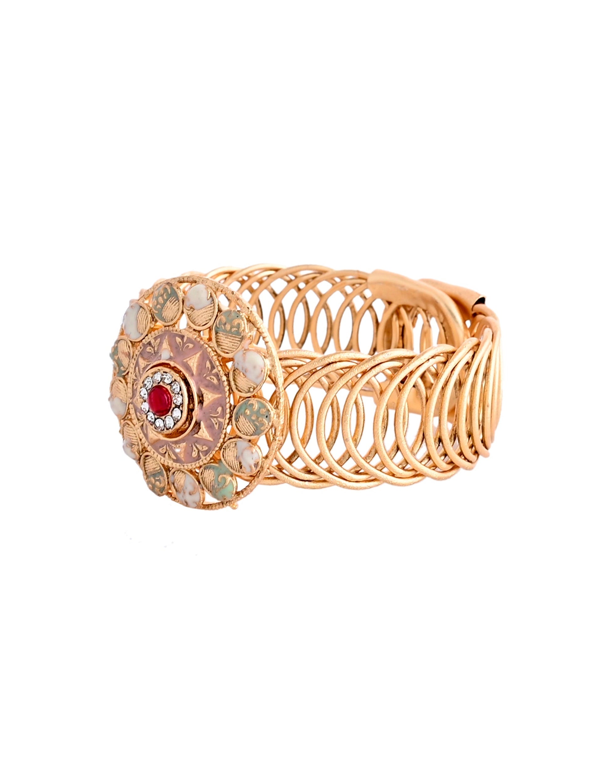 VOJ Kundan Studded Circular Women's Bracelet - Swadesiicart