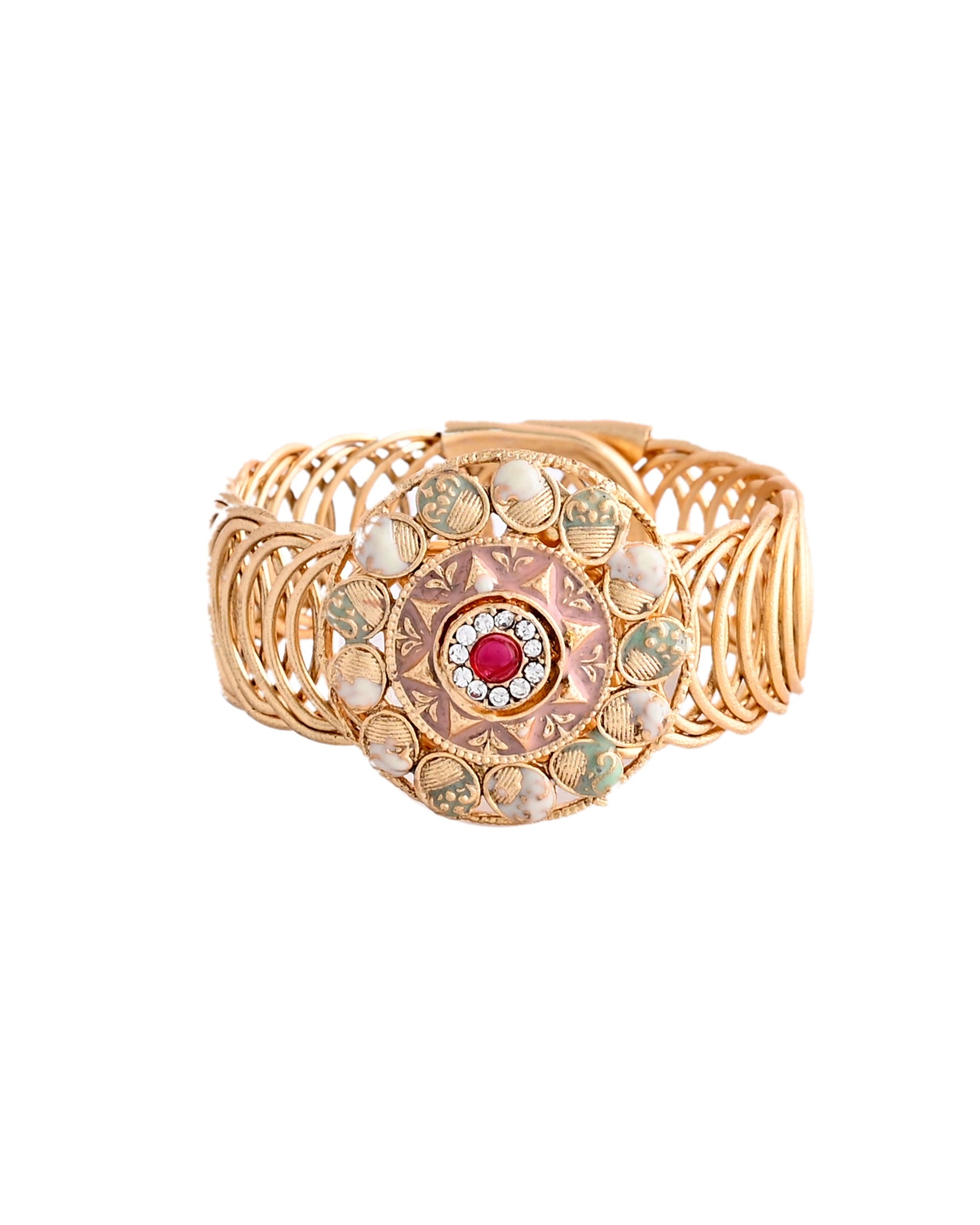 VOJ Kundan Studded Circular Women's Bracelet VOJ (Valley Of Jewellery)