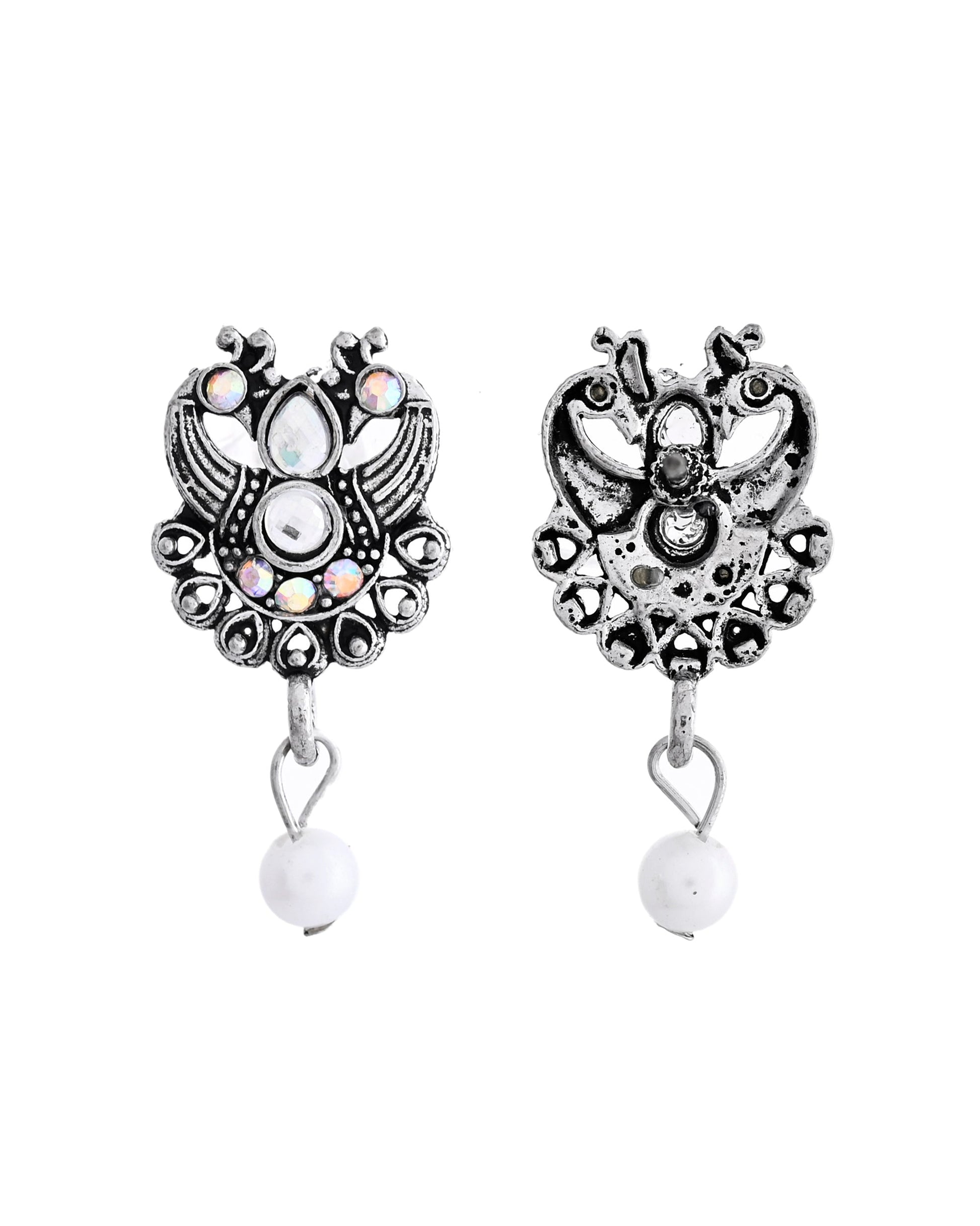 VOJ Silver Plated Oxidized Temple Jewellery Set VOJ (Valley Of Jewellery)