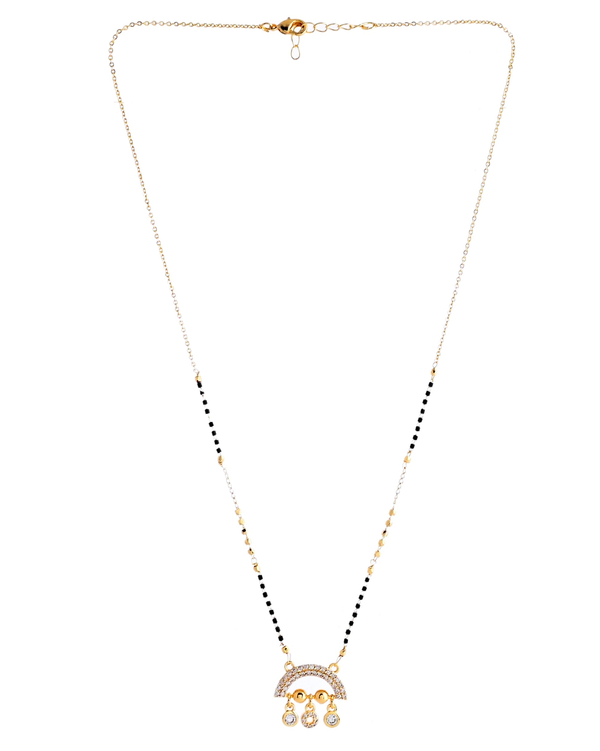 VOJ Gold-Polished AD Studded Half Done Shape Mangalsutra 