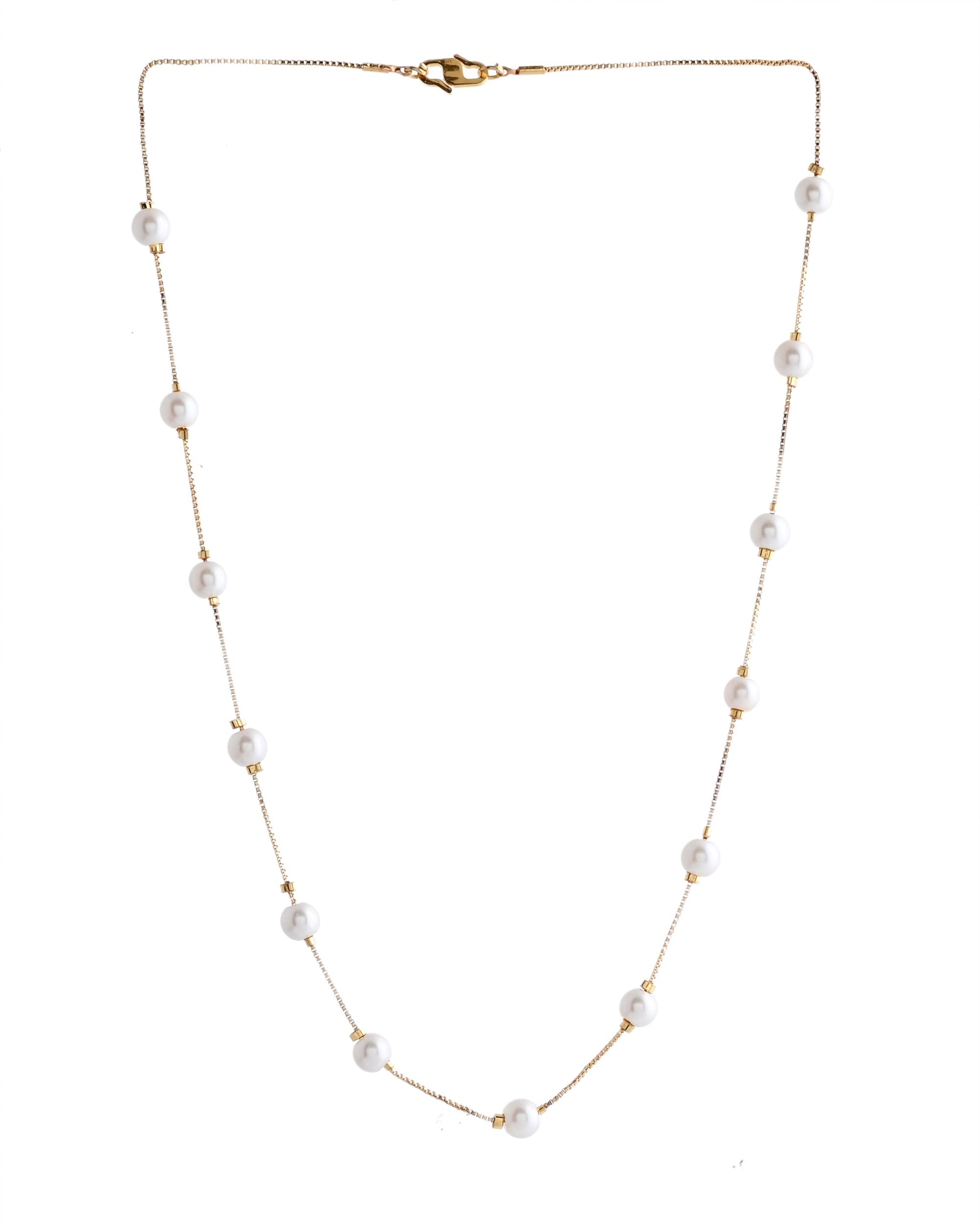 VOJ Gold-Polished Pearl Chain For Women 