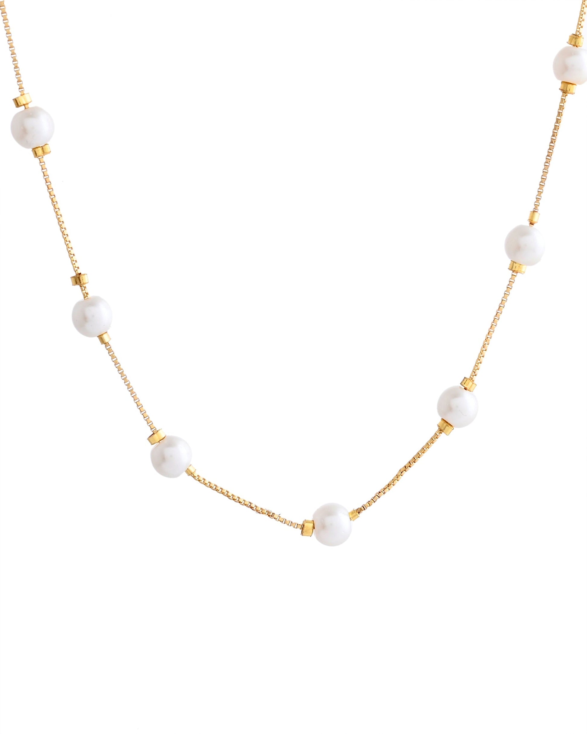 VOJ Gold-Polished Pearl Chain For Women 