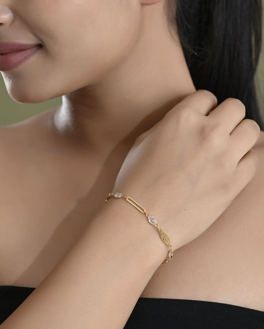 VOJ Gold-Polished Stone Studded Designer Women's Bracelet