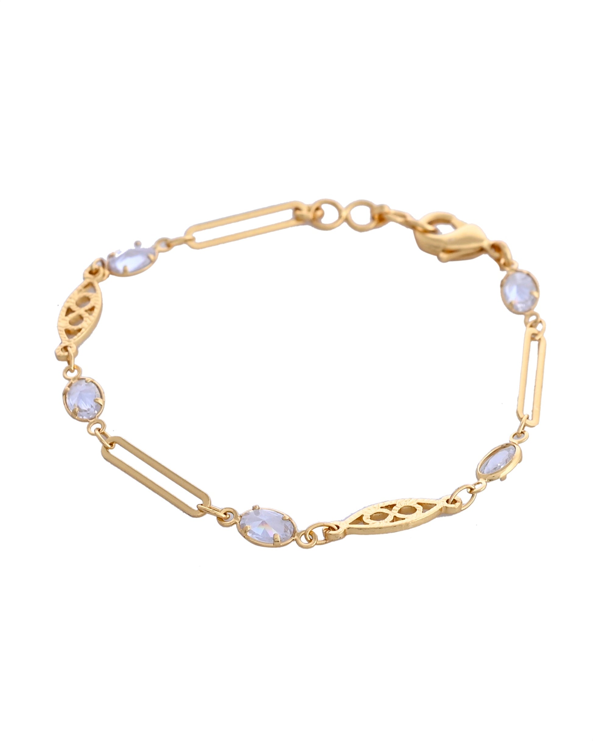 VOJ Gold-Polished Stone Studded Designer Women's Bracelet VOJ (Valley Of Jewellery)