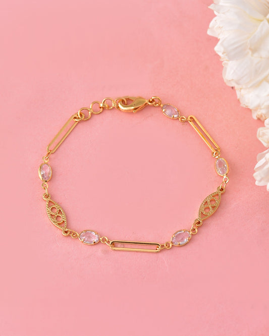 VOJ Gold-Polished Stone Studded Designer Women's Bracelet