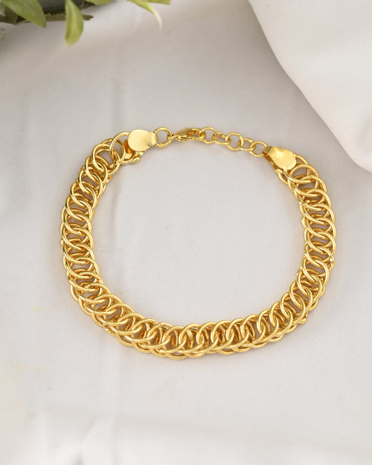 VOJ Gold-Polished Stainless Steel Elegent Men's Bracelet