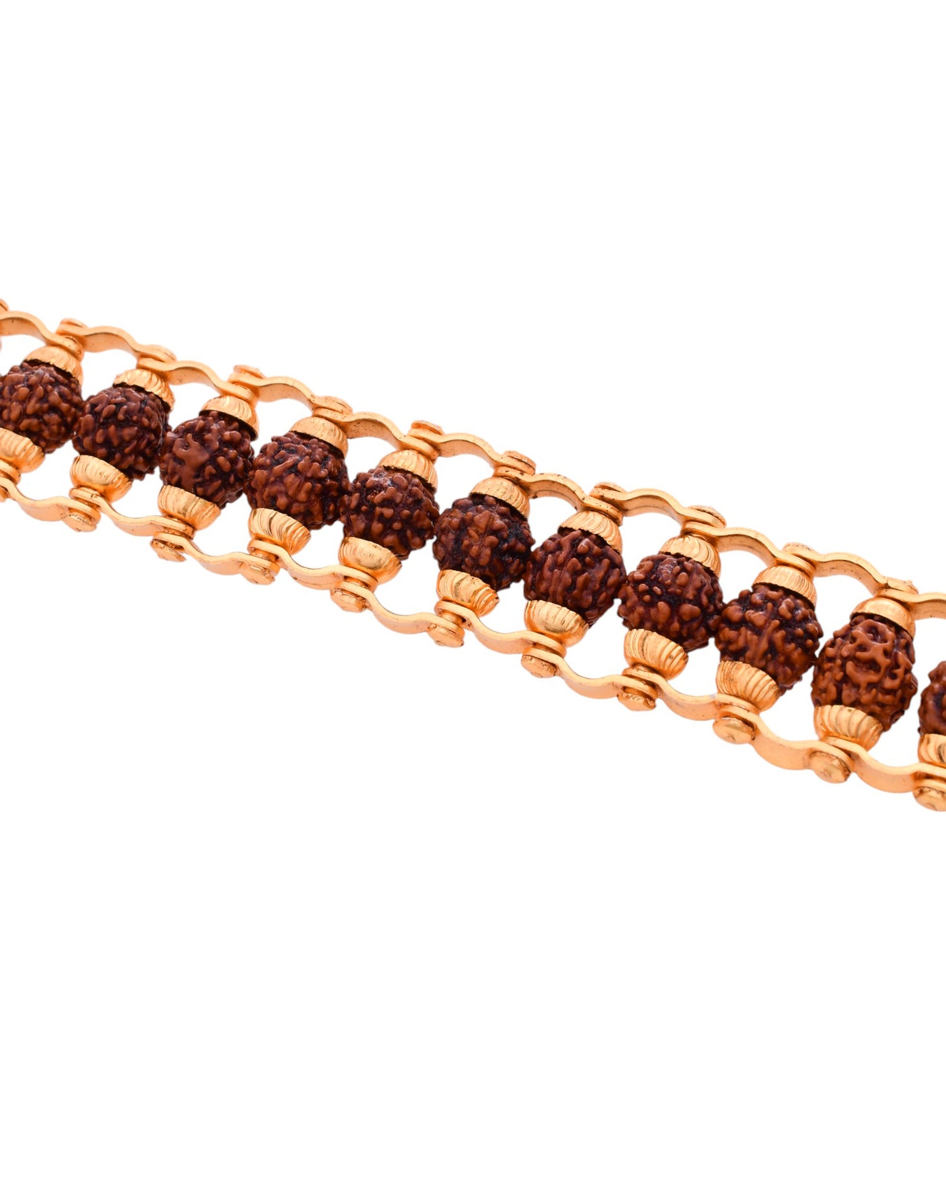 VOJ Gold-Polished Rudraksha Men's Bracelet VOJ (Valley Of Jewellery)