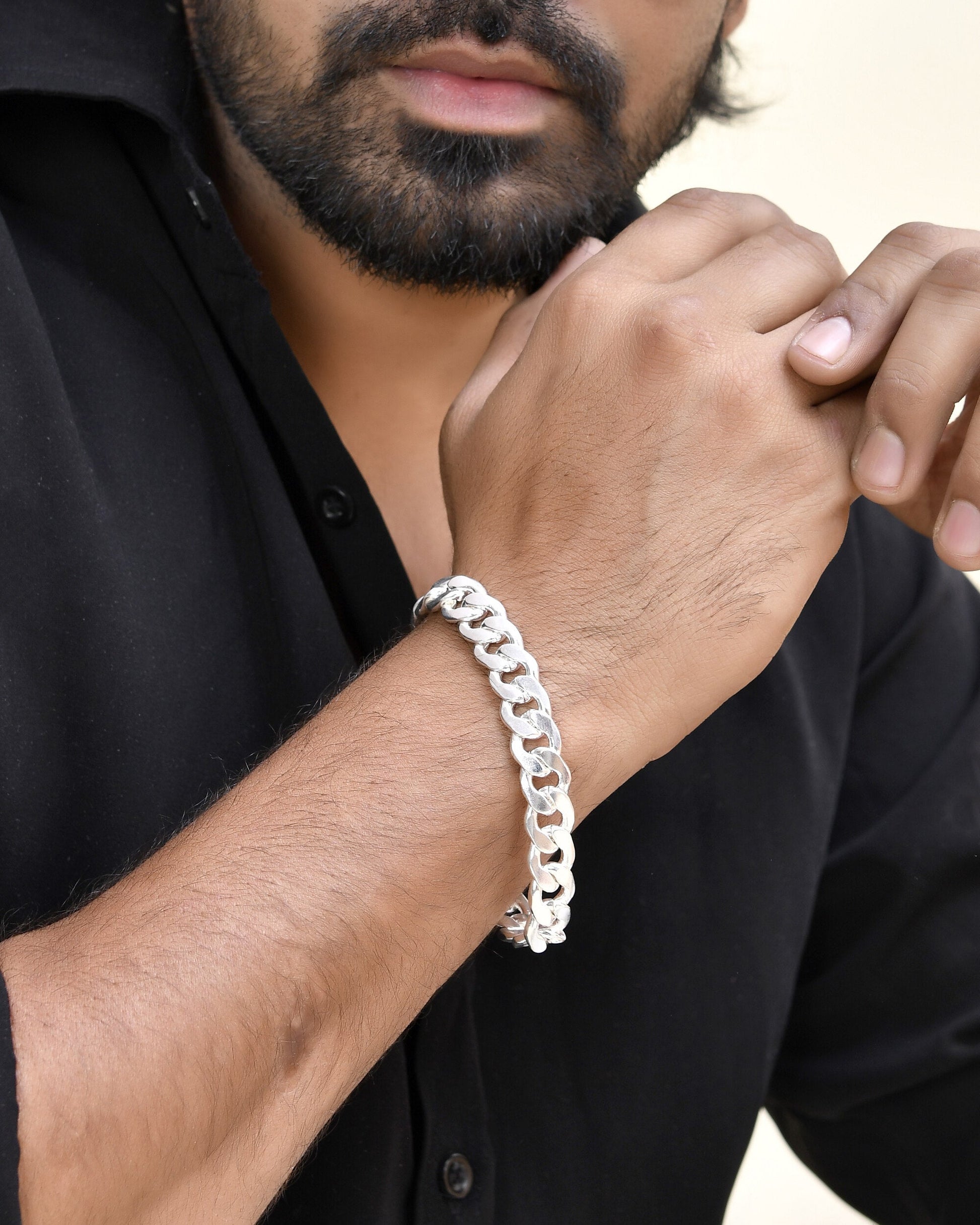 VOJ Silver Plated Stainless Steel Elegent Men's Bracelet VOJ (Valley Of Jewellery)