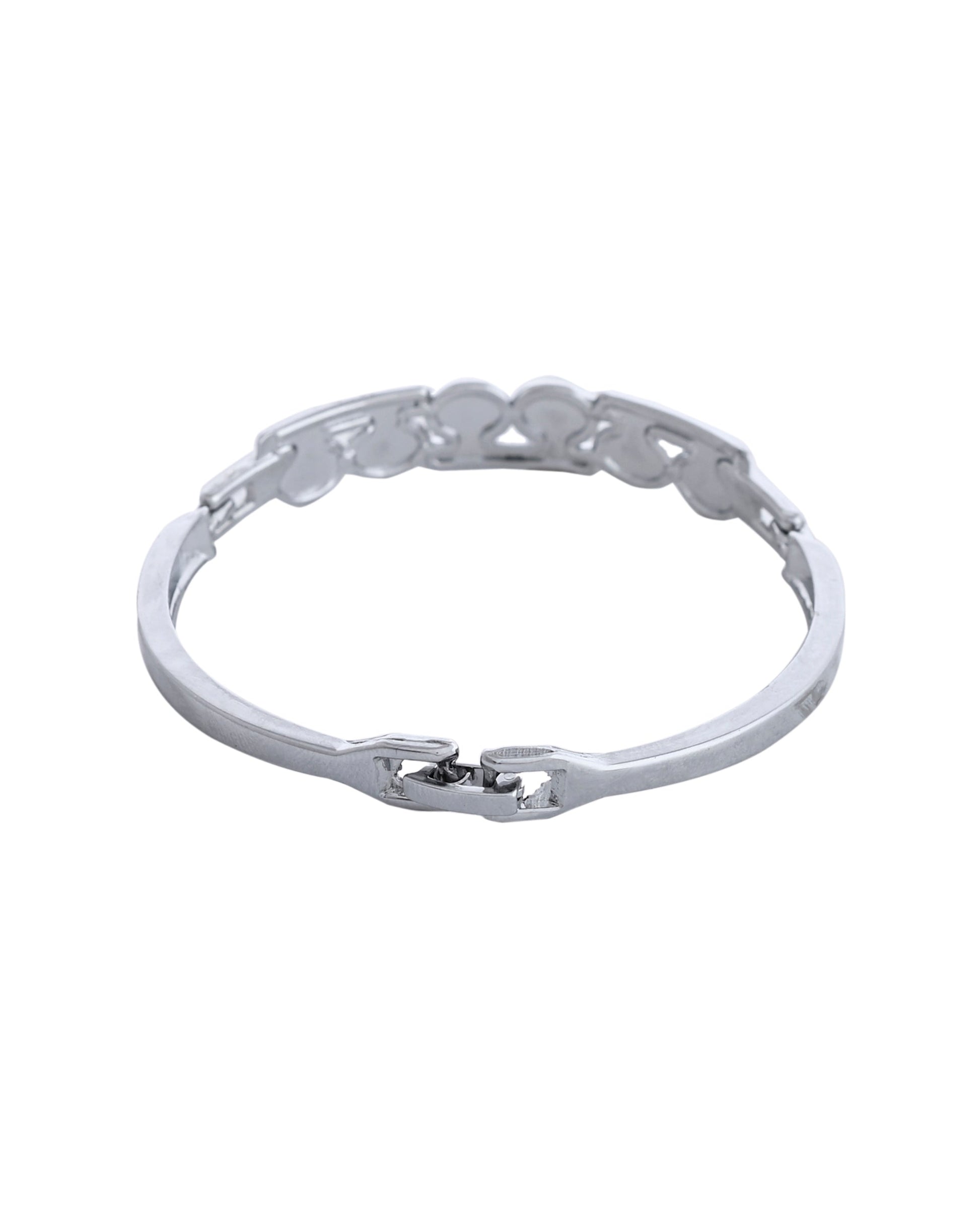 VOJ Silver Plated Stone Studded Kada Bracelet - Swadesiicart