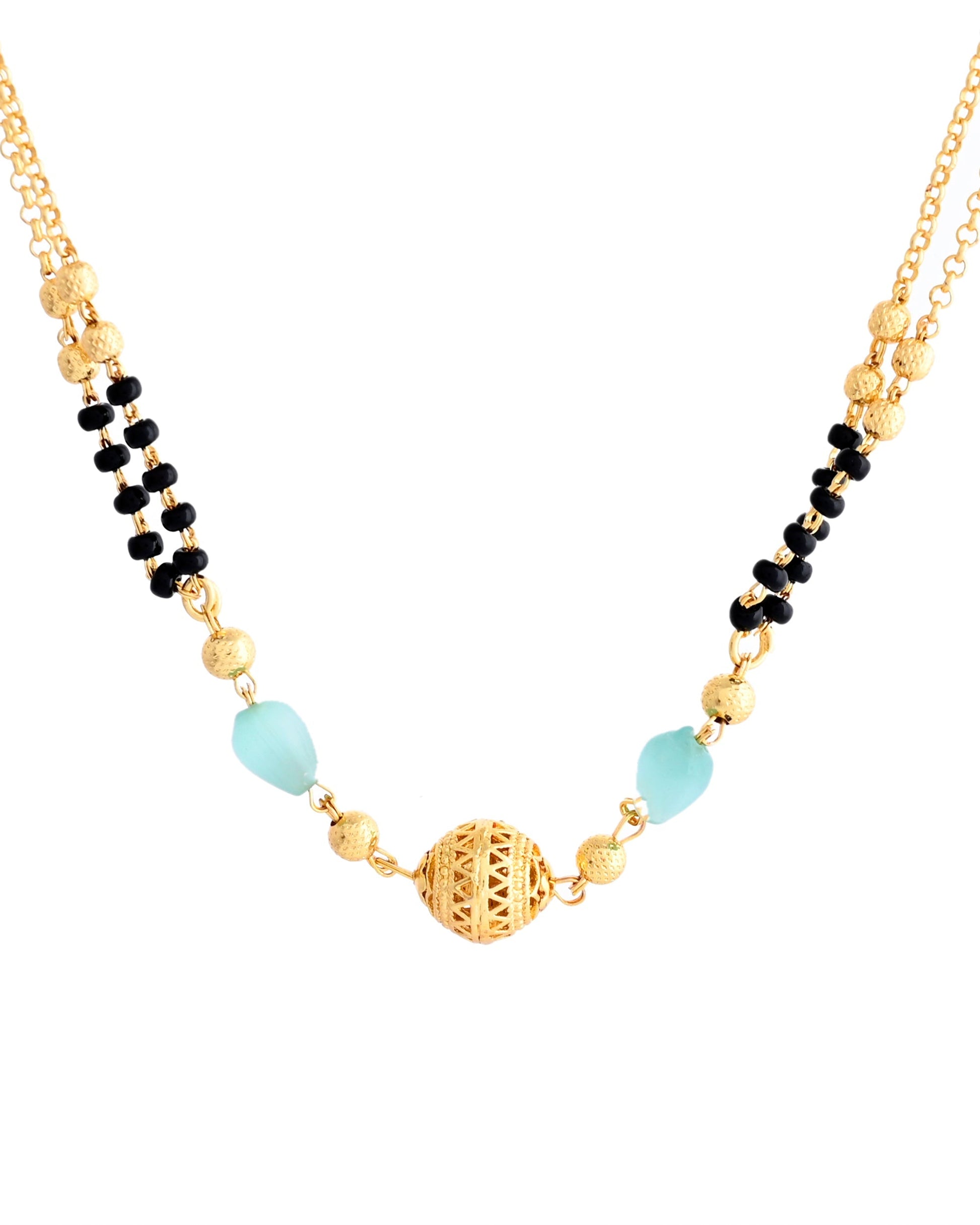 VOJ Gold-Polished Beads Studded MangalSutra 